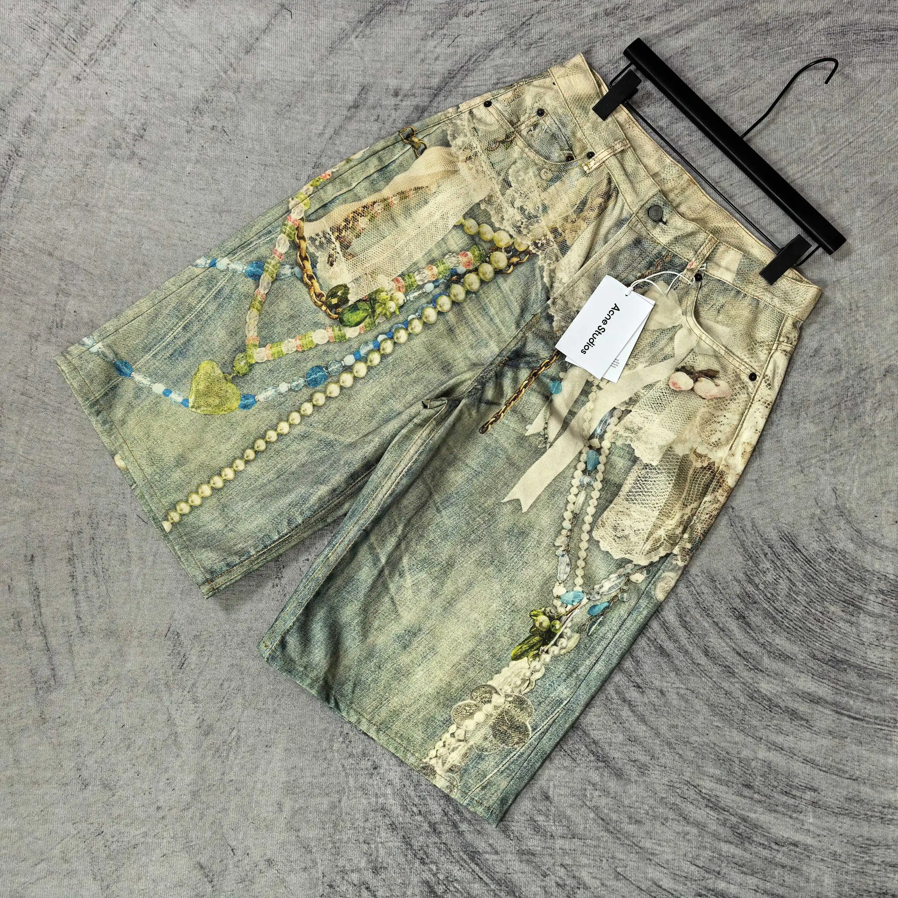 1996 Trompe L'oeil Print Denim Shorts D24023241 — view 4