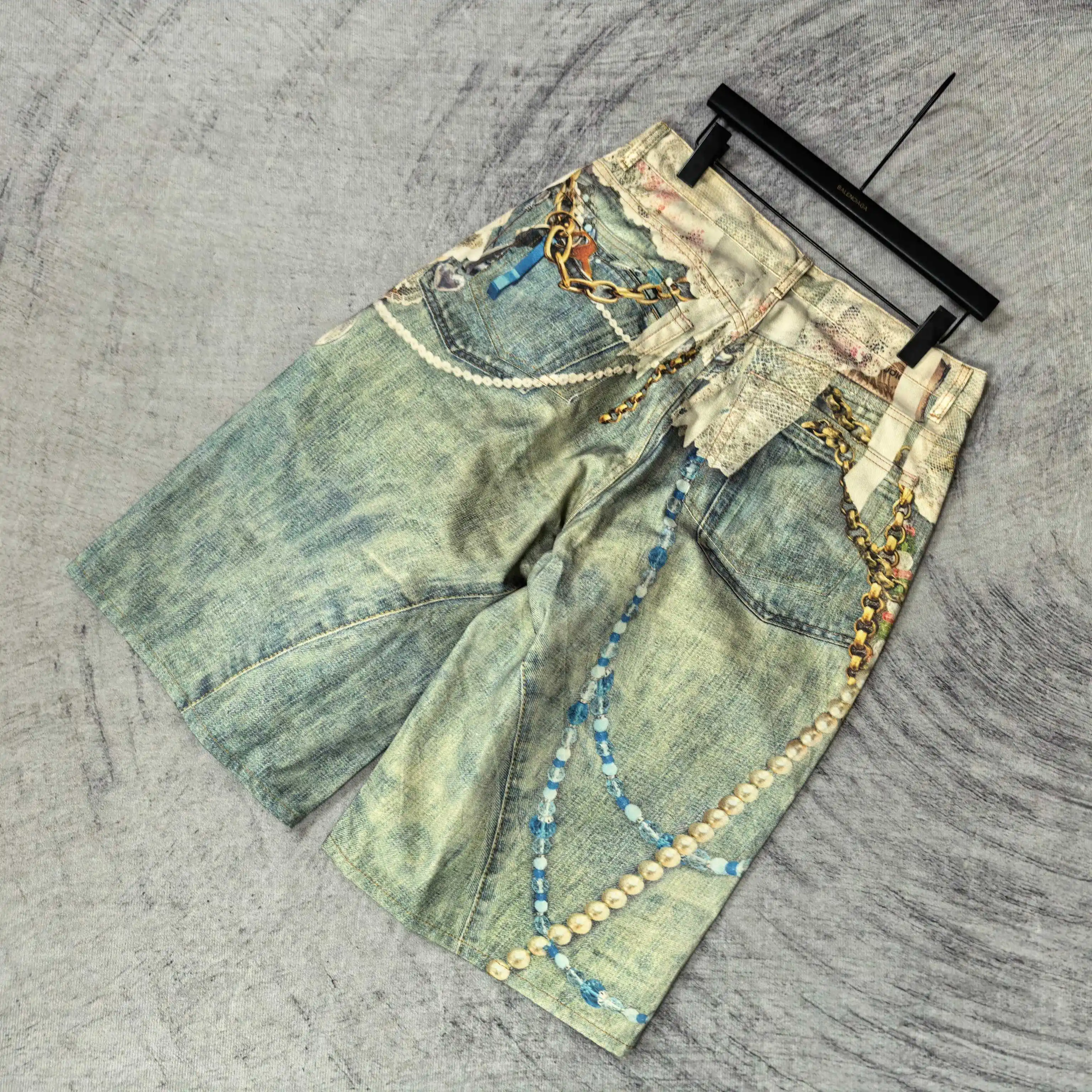 1996 Trompe L'oeil Print Denim Shorts D24023241 — view 5