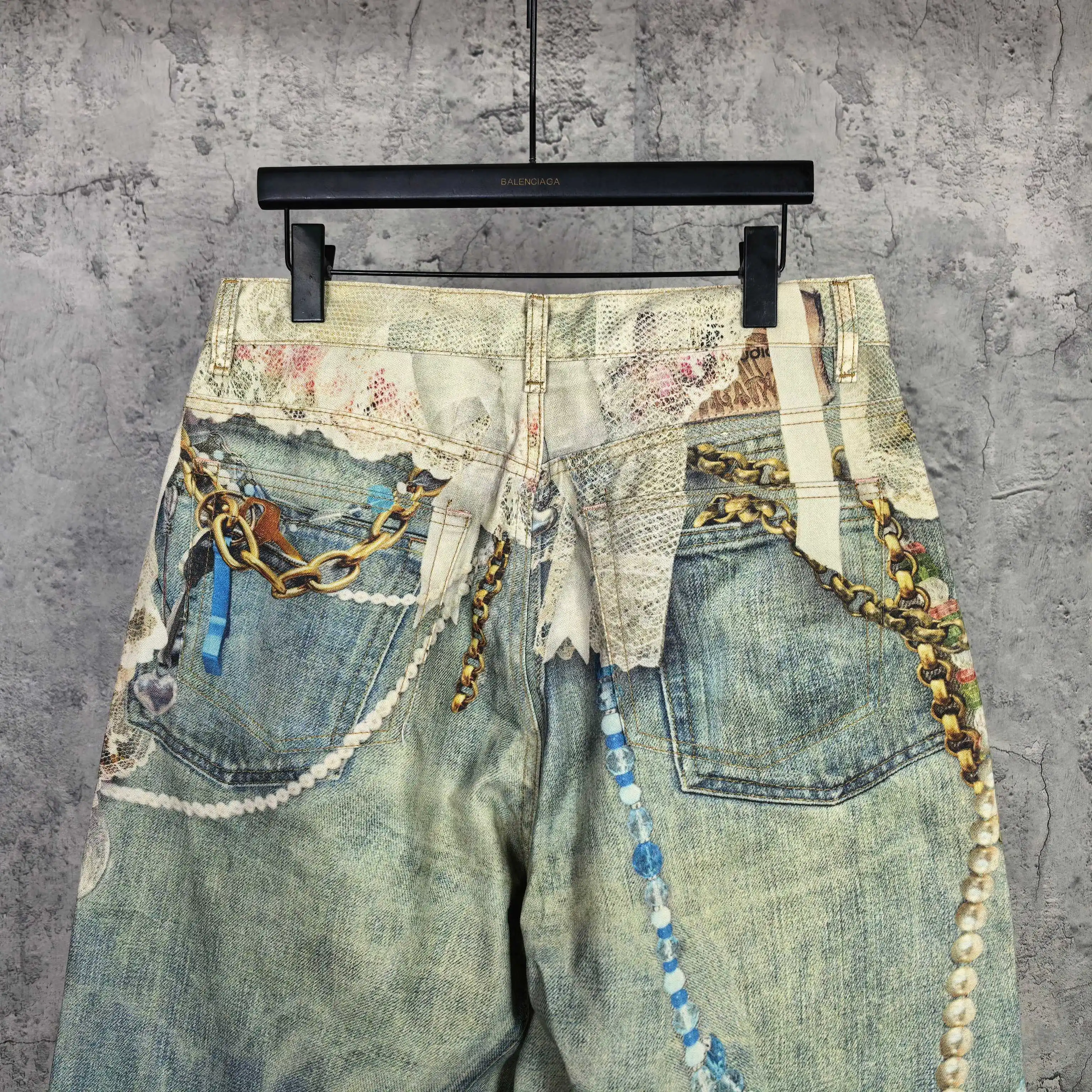 1996 Trompe L'oeil Print Denim Shorts D24023241 — view 6