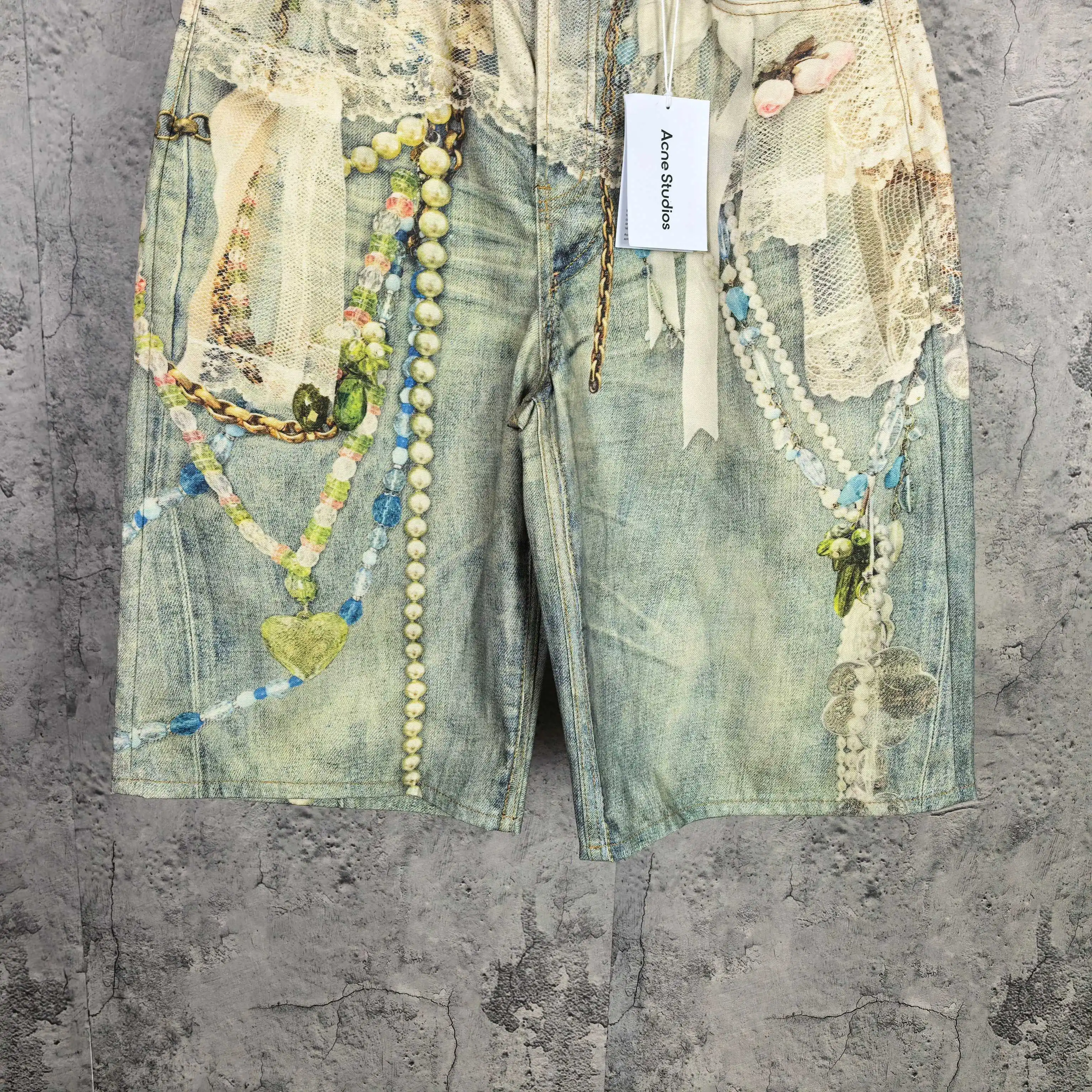 1996 Trompe L'oeil Print Denim Shorts D24023241 — view 8