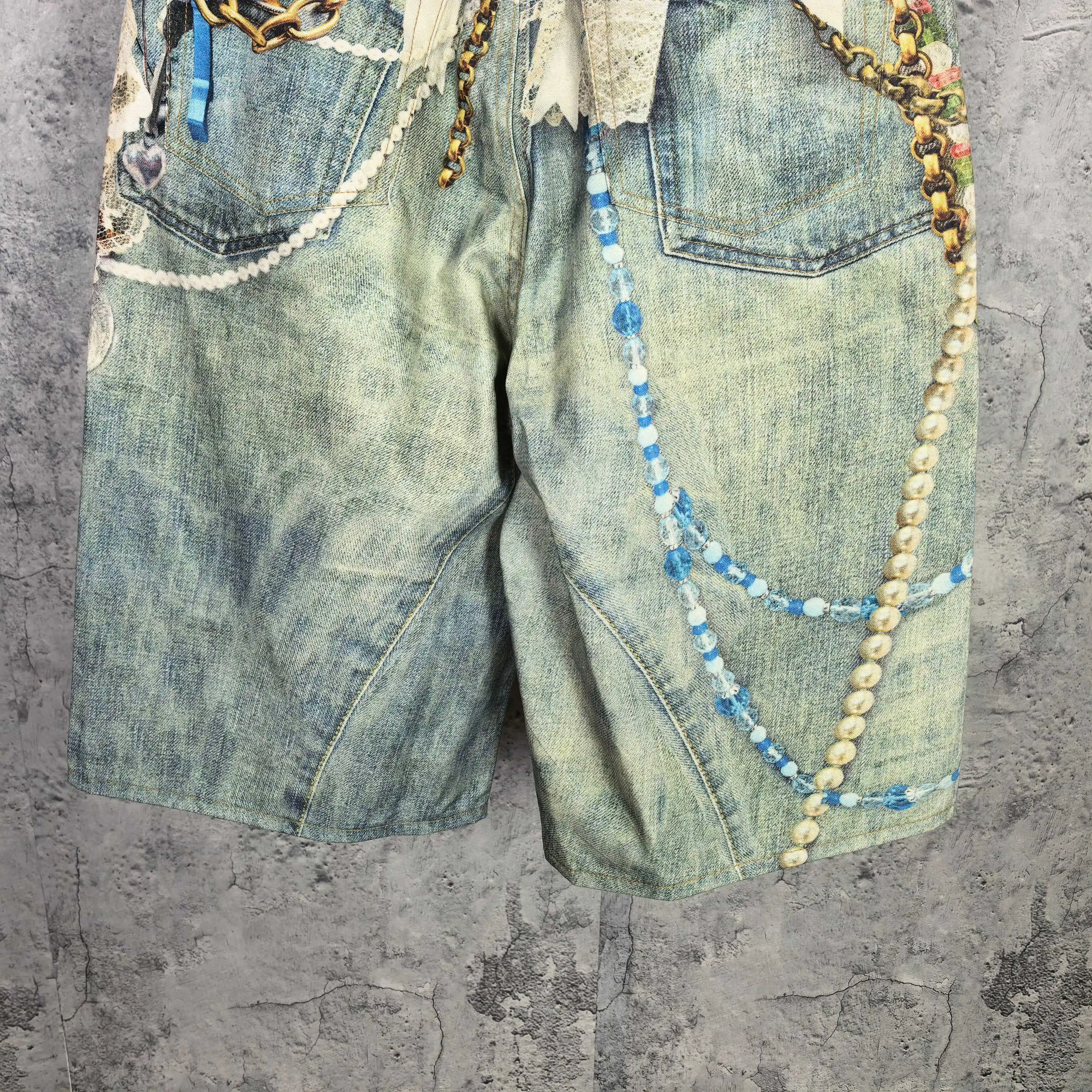 1996 Trompe L'oeil Print Denim Shorts D24023241 — view 9