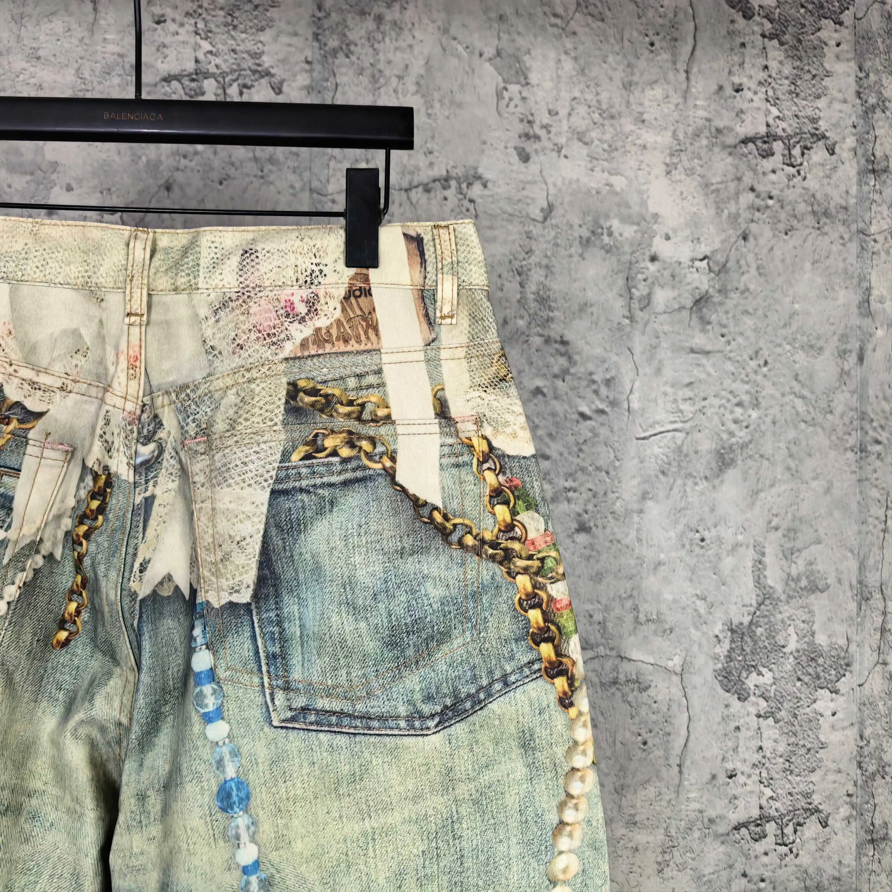 1996 Trompe L'oeil Print Denim Shorts D24023241 — view 11