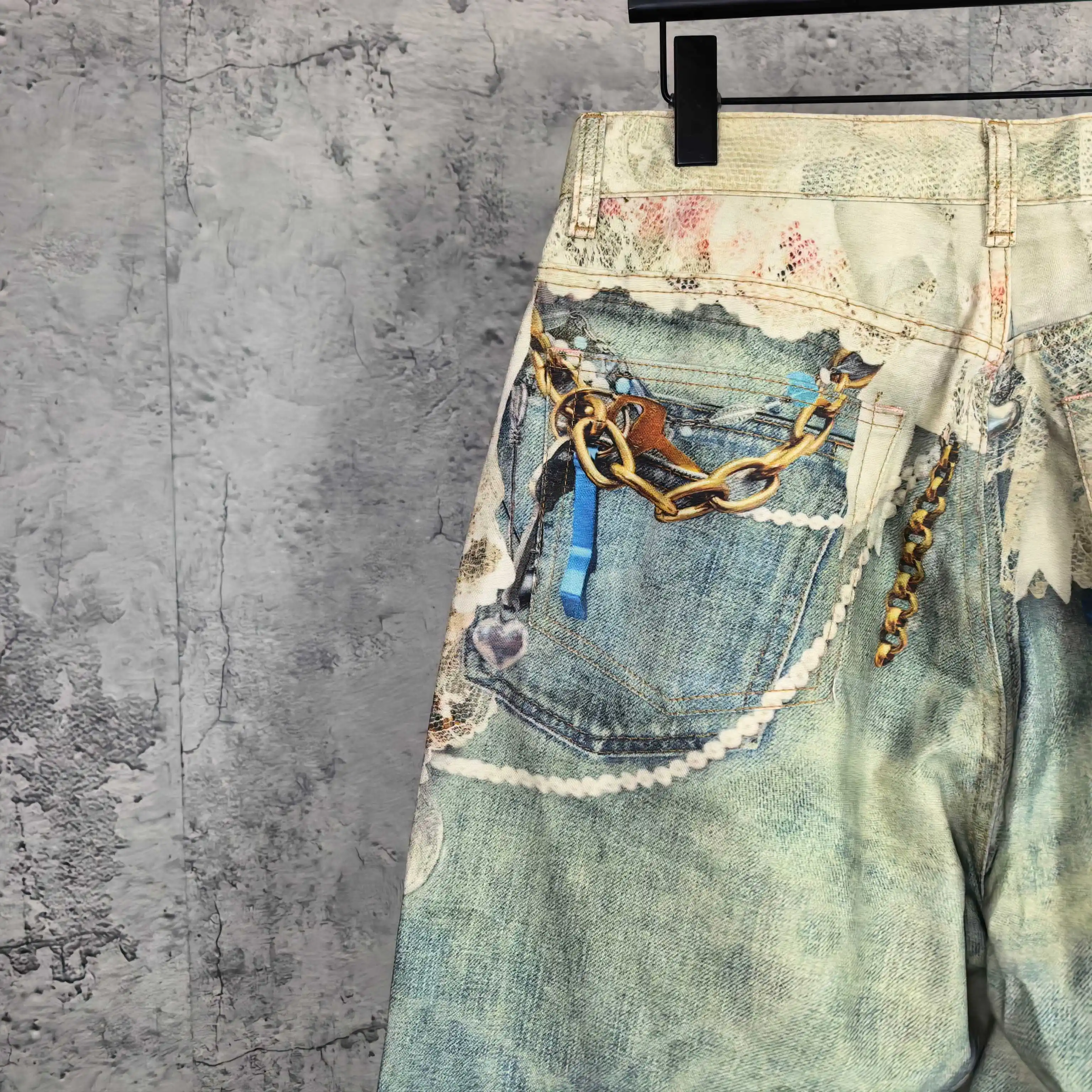 1996 Trompe L'oeil Print Denim Shorts D24023241 — view 14