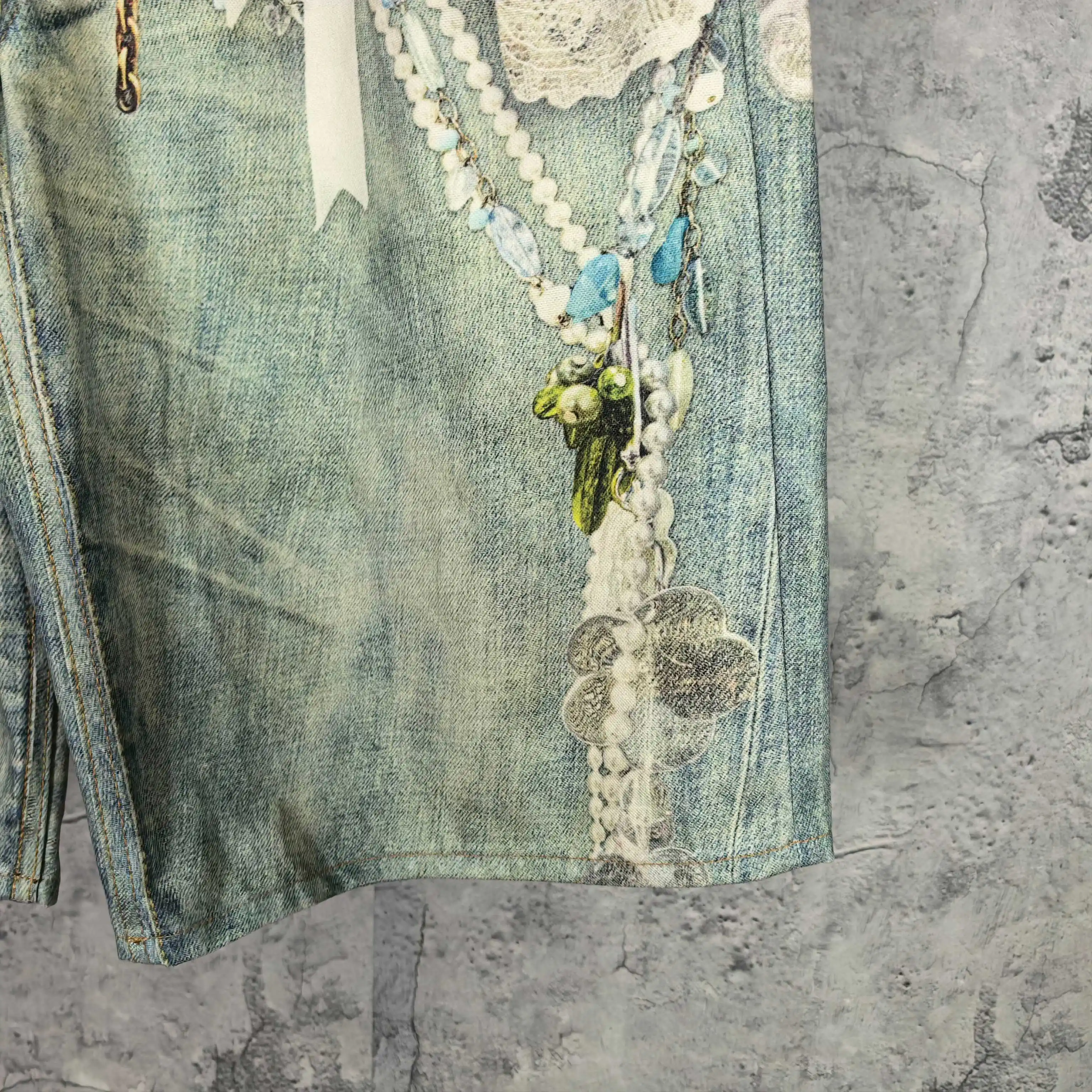 1996 Trompe L'oeil Print Denim Shorts D24023241 — view 15