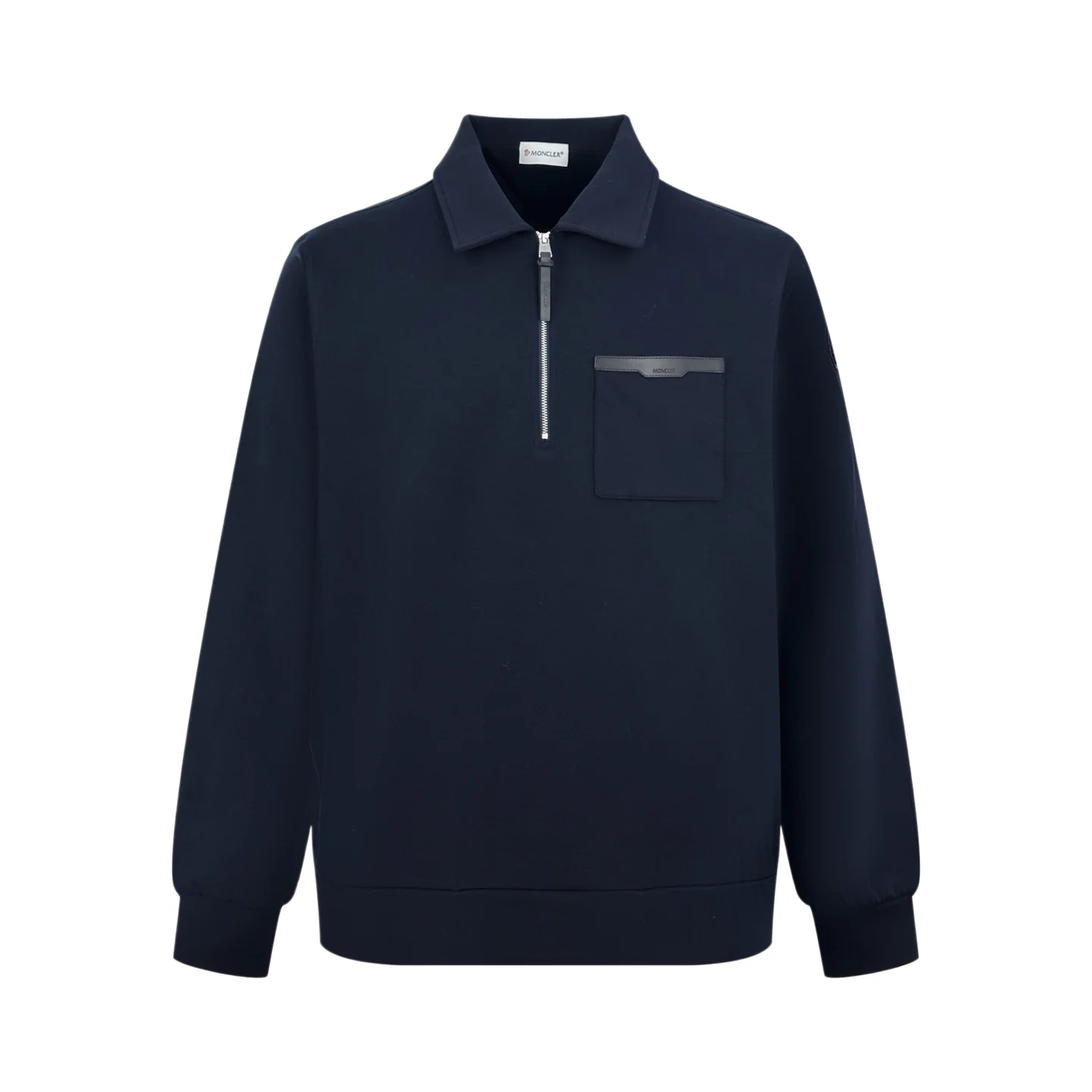 Leather-Trimmed Half-Zip Cotton-Blend Sweatshirt D24021004