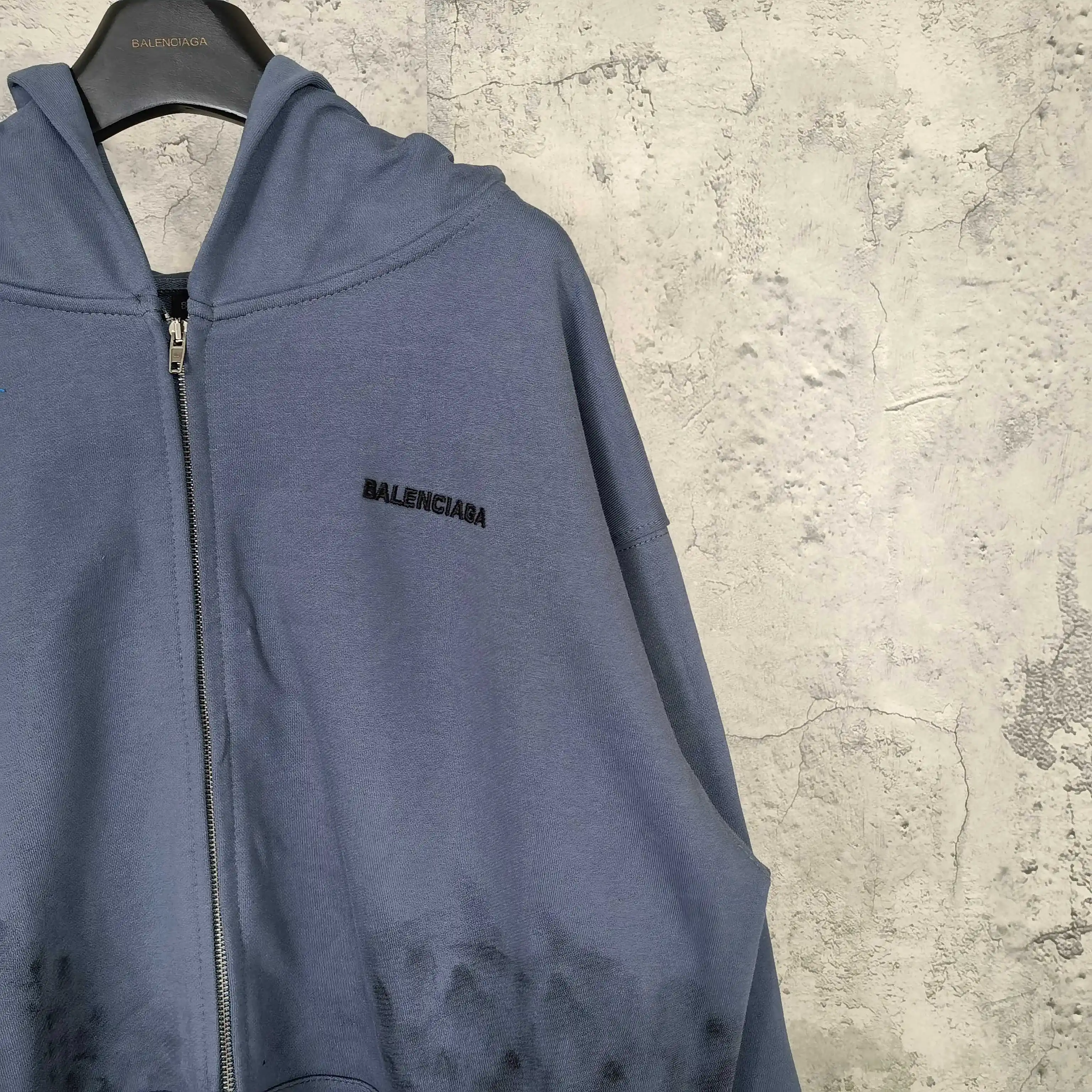 Distressed Paint-Splatter Zip-Up Hoodie D24523220 — view 9