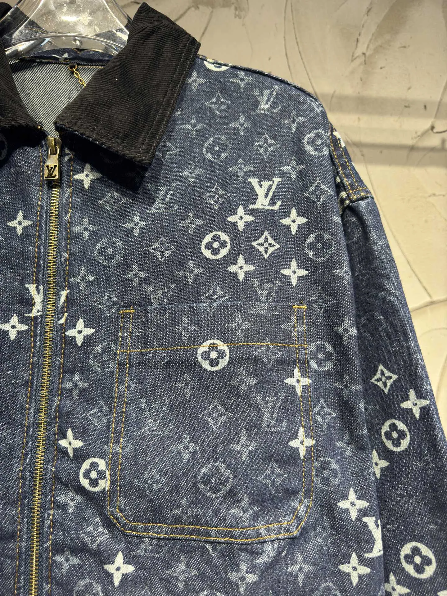 Monogram Denim Zip-Up Jacket with Corduroy Collar D24523045 — view 2