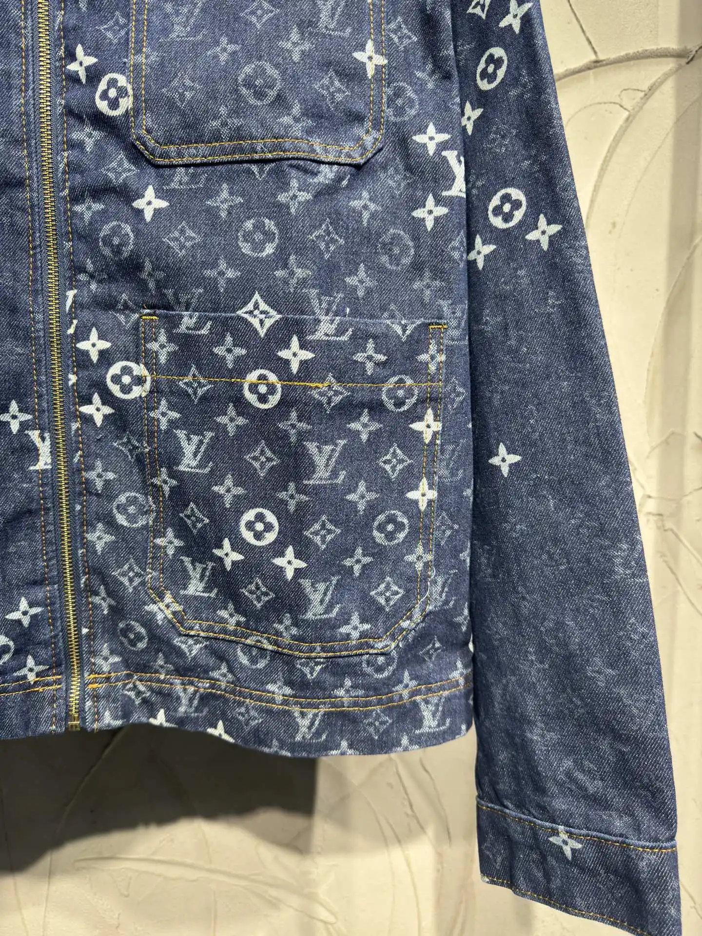 Monogram Denim Zip-Up Jacket with Corduroy Collar D24523045 — view 3