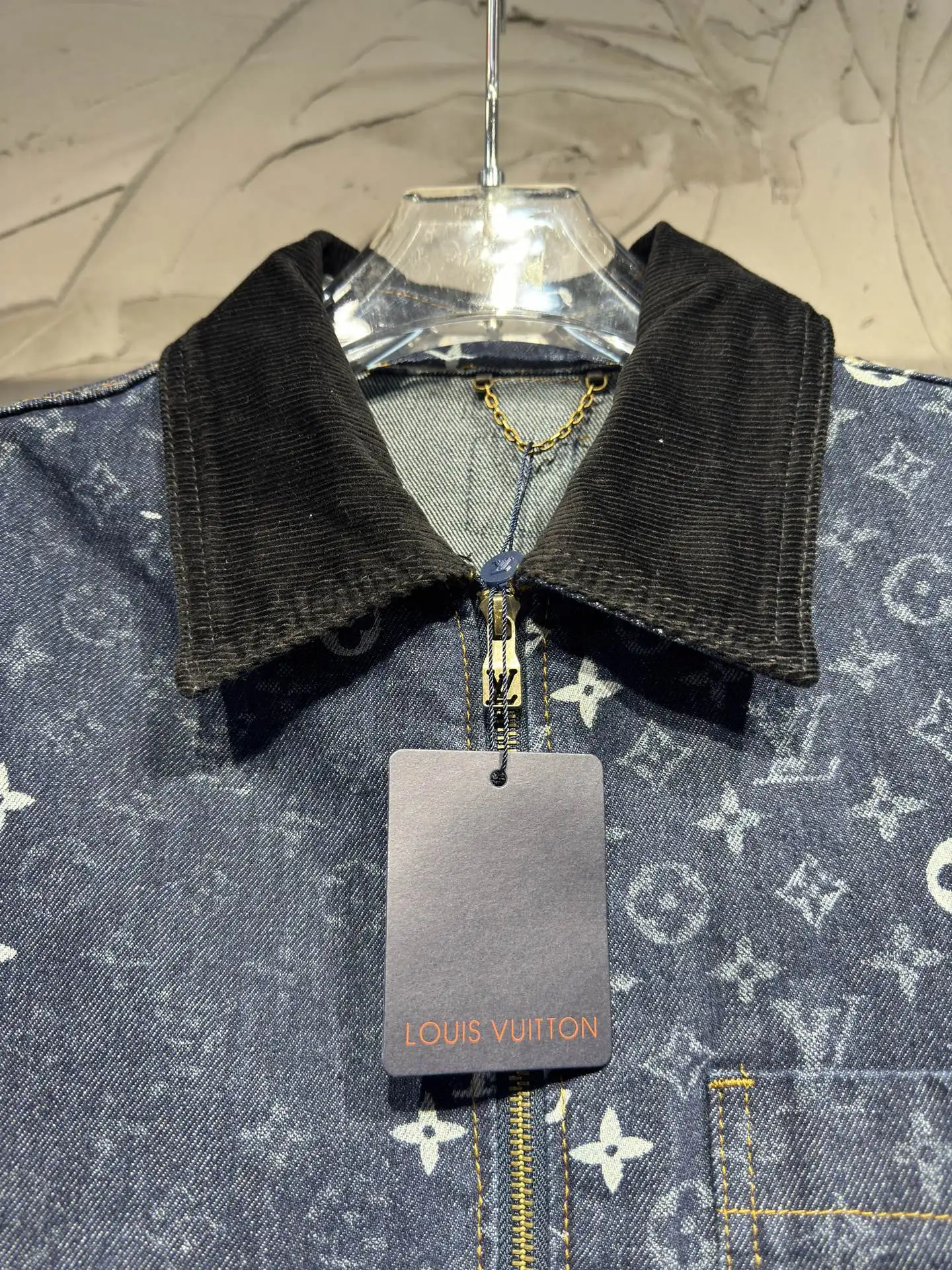 Monogram Denim Zip-Up Jacket with Corduroy Collar D24523045 — view 7