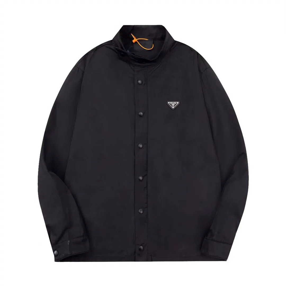 Logo-Plaque Nylon Zip-Up Shirt Jacket D25013037