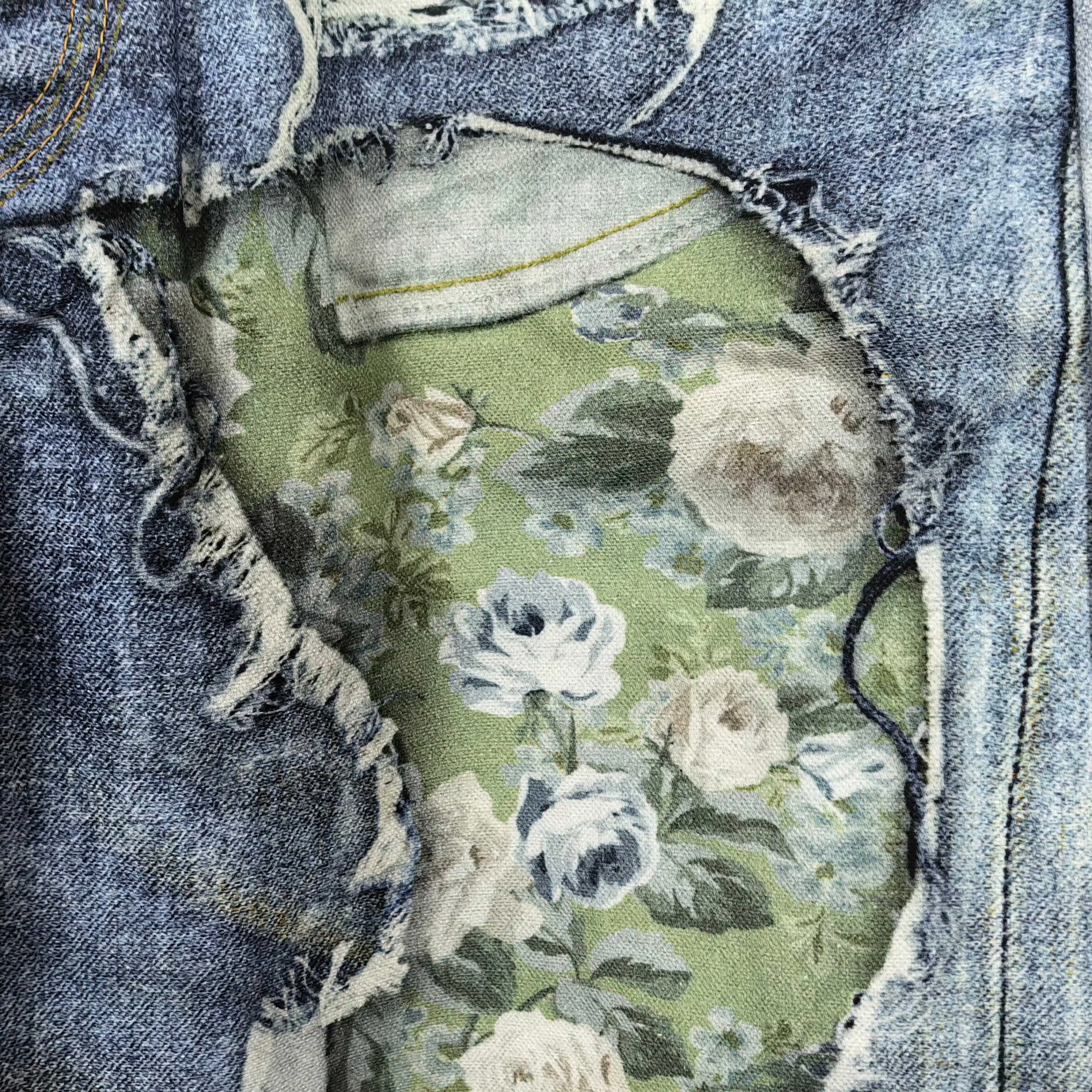 Floral Print Distressed Wide-Leg Jeans D25523263 — view 8