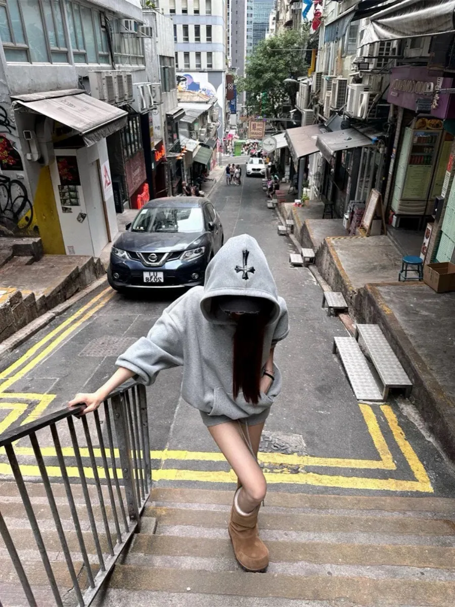 Half-Zip Knitted Cotton Hoodie D26023626 — view 15