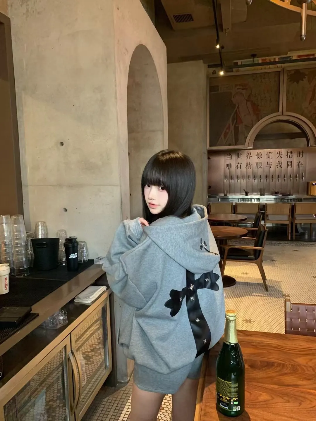 Half-Zip Knitted Cotton Hoodie D26023626 — view 18