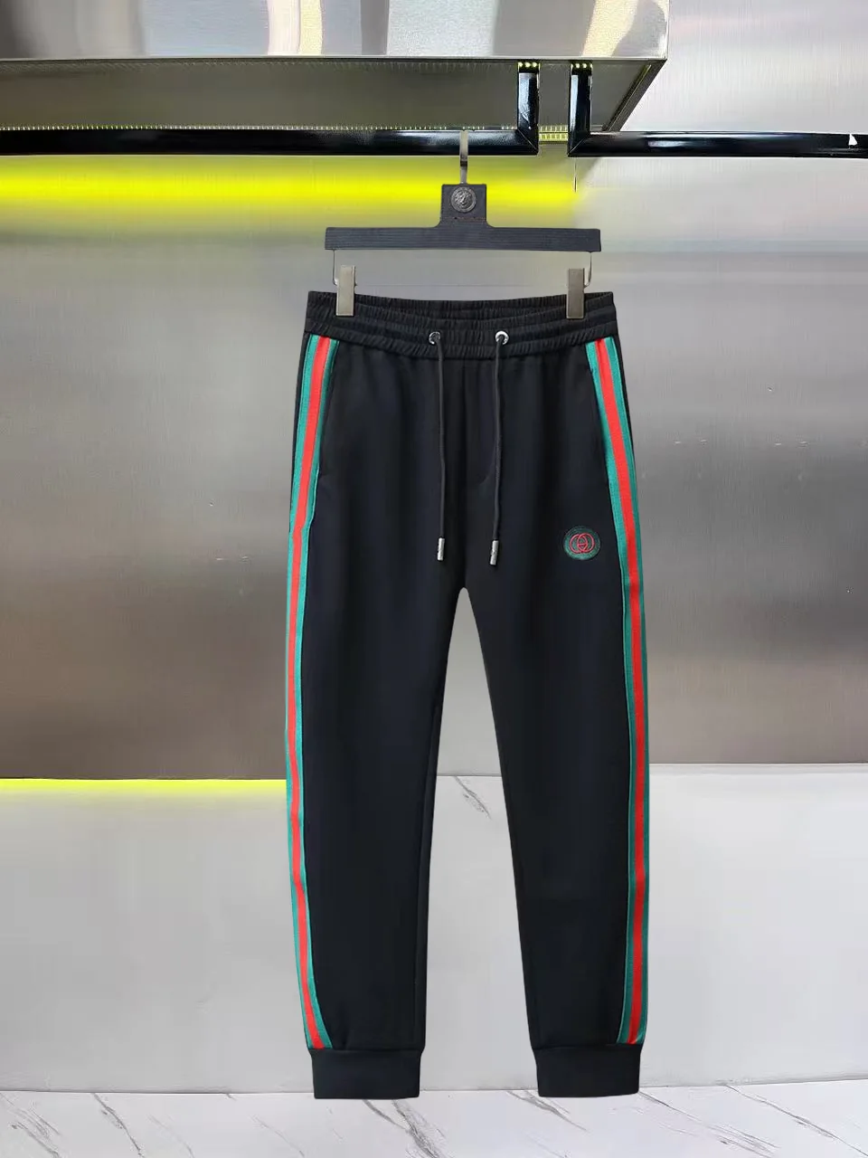 Web-Stripe Logo Cotton-Blend Sweatpants D26014442 — view 8