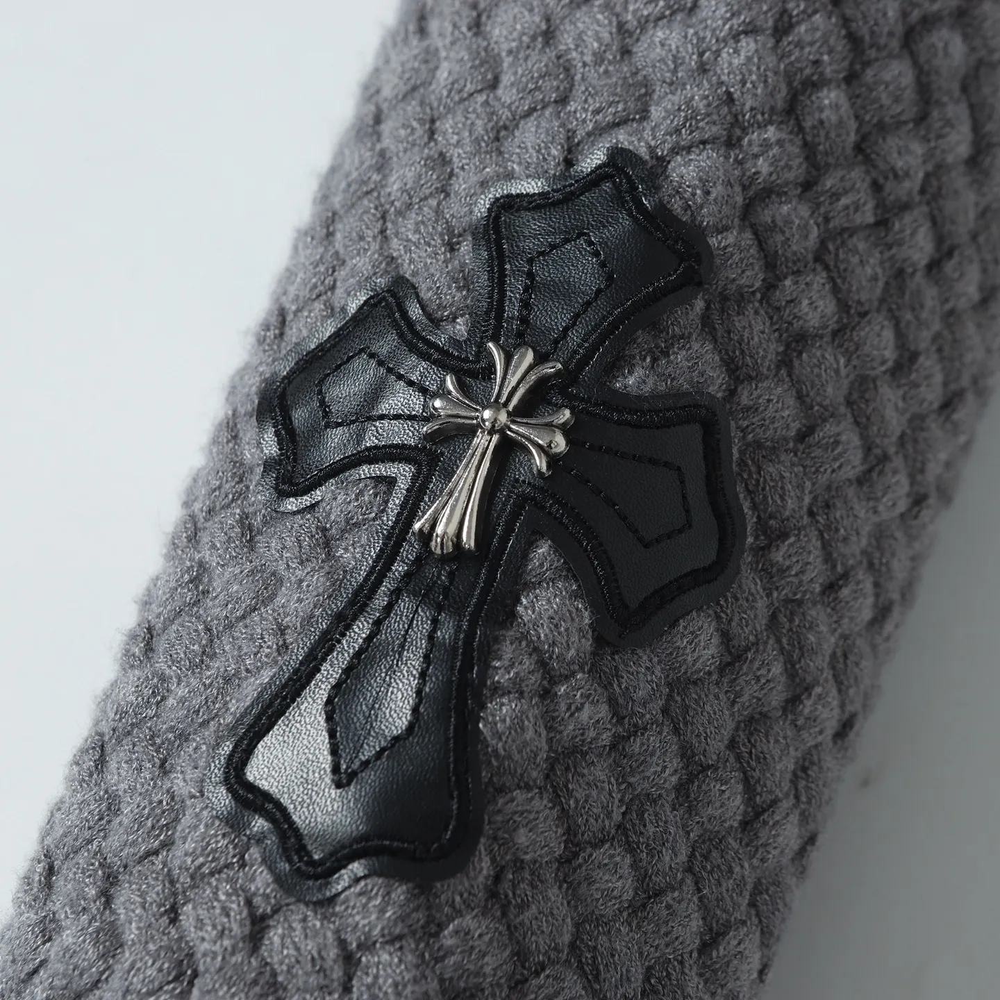 Leather Patch Textured Knit Cardigan D26023620 — view 4