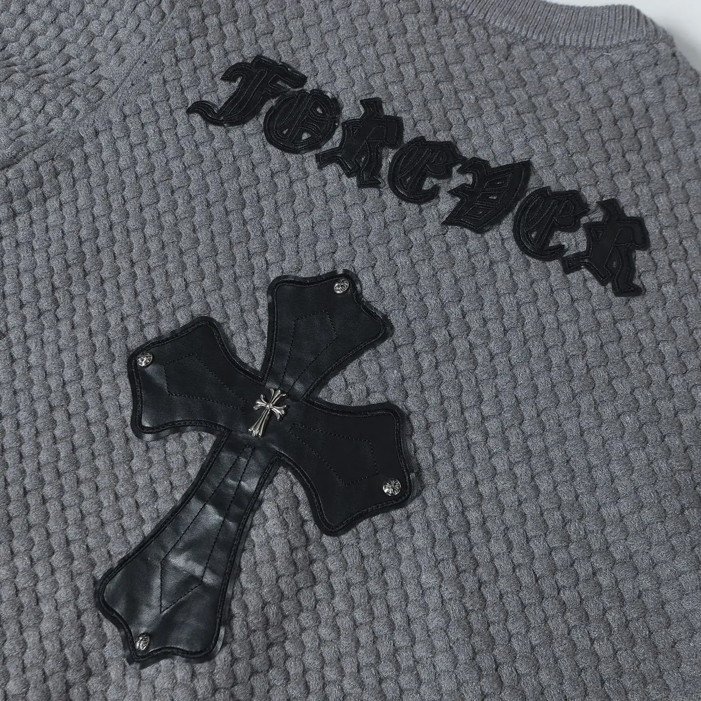 Leather Patch Textured Knit Cardigan D26023620 — view 5