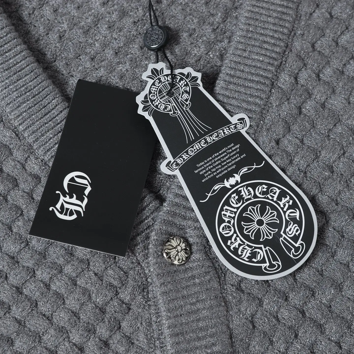 Leather Patch Textured Knit Cardigan D26023620 — view 6