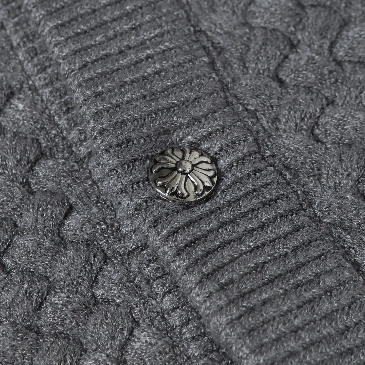 Leather Patch Textured Knit Cardigan D26023620 — view 7