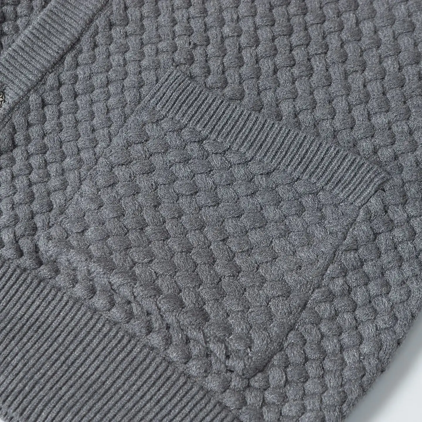 Leather Patch Textured Knit Cardigan D26023620 — view 8