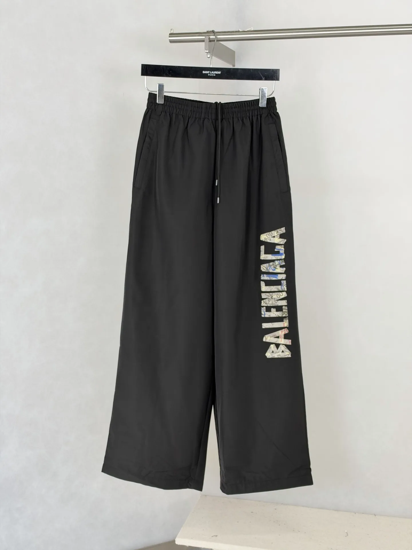 Graffiti Collage Wide-Leg Nylon Trousers D26519183