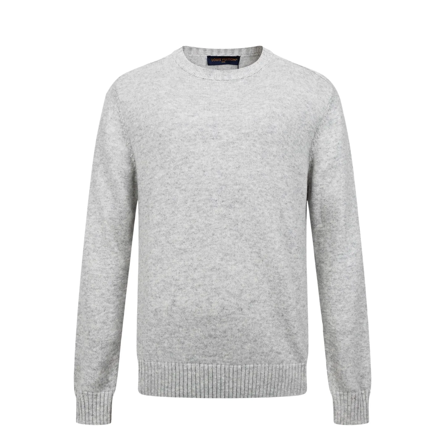 Leather-Trimmed Wool Crew-Neck Sweater D27021098