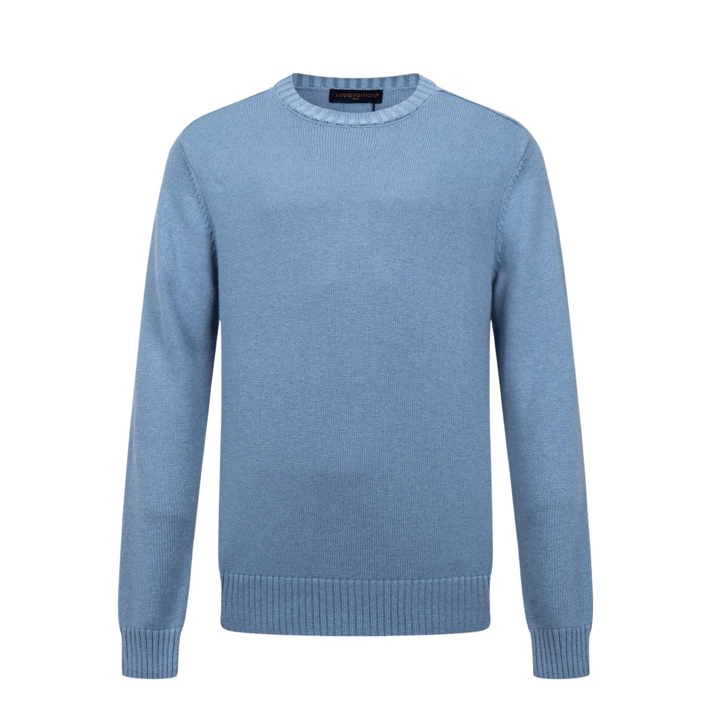 Leather-Trimmed Wool Crew-Neck Sweater D27021099