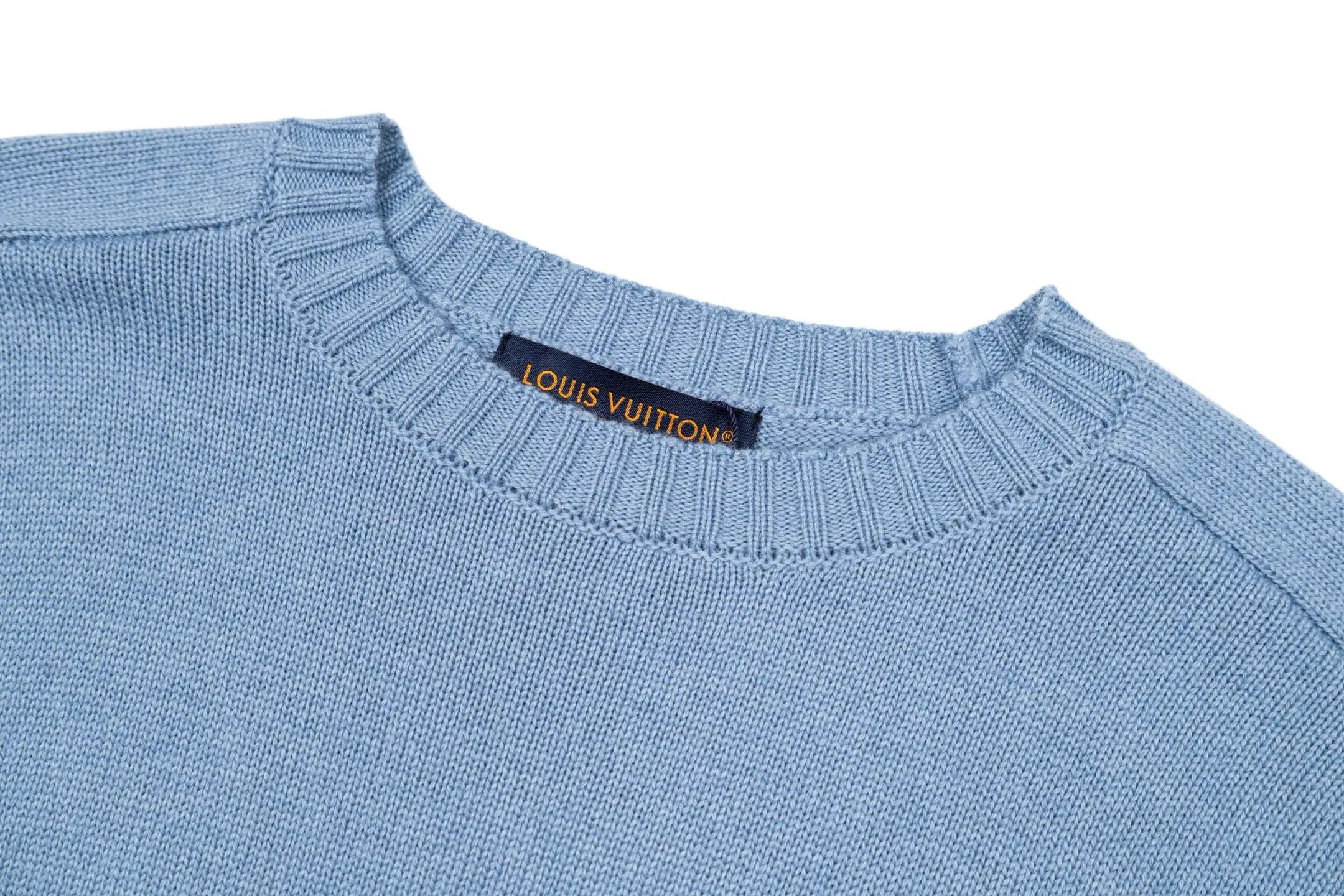 Leather-Trimmed Wool Crew-Neck Sweater D27021099 — view 3