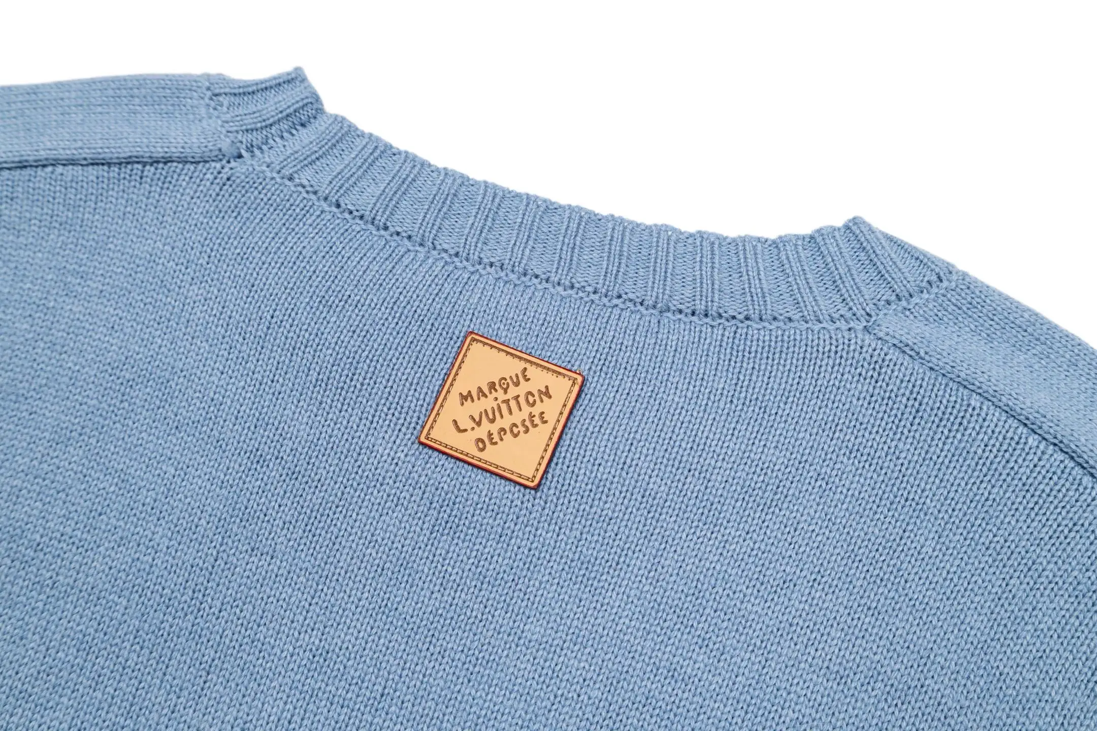 Leather-Trimmed Wool Crew-Neck Sweater D27021099 — view 4