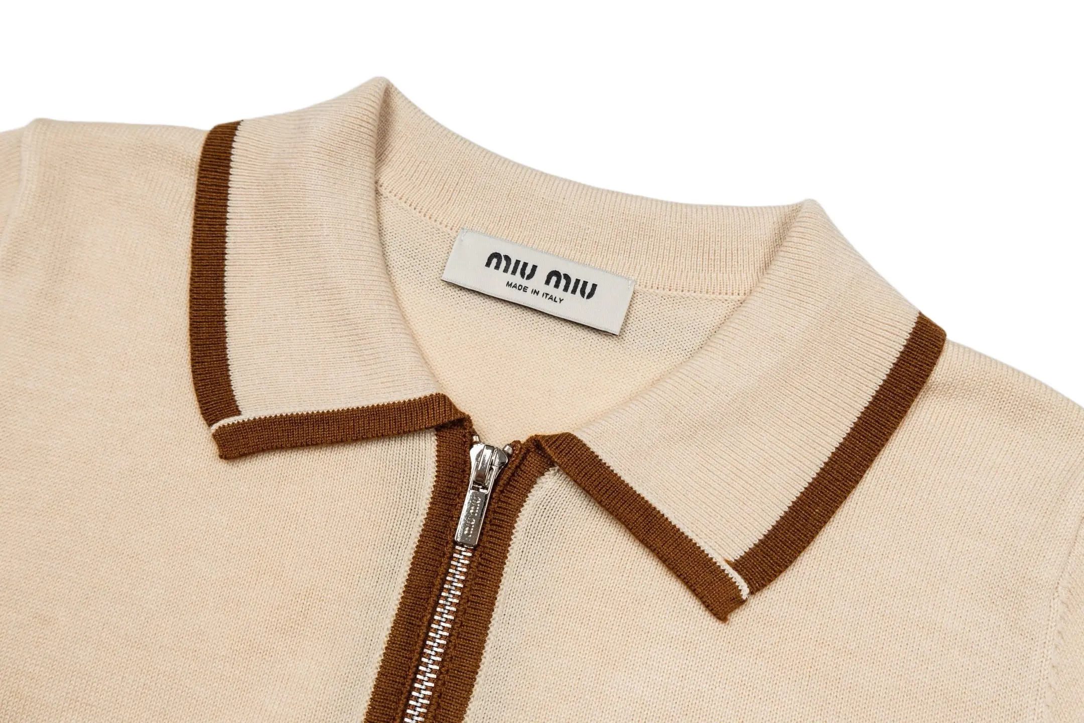 Contrast-Trim Zip-Up Knit Cardigan D27021044 — view 3