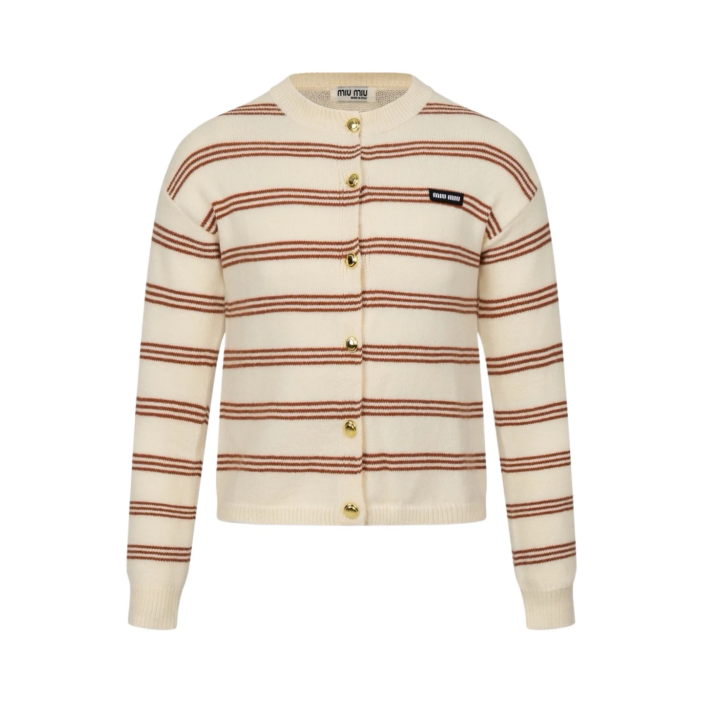 Striped Knit Cardigan with Logo Patch D27021047