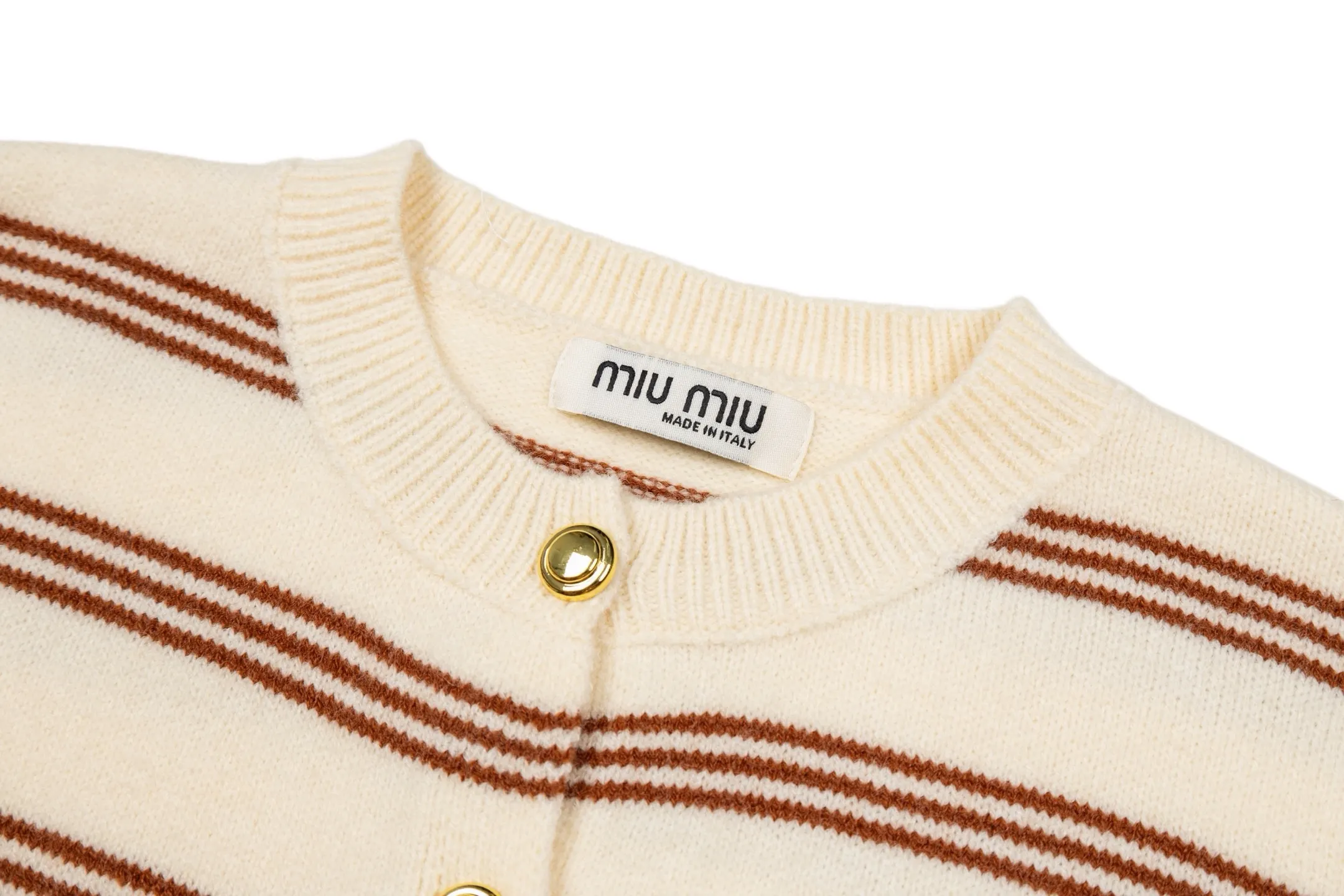 Striped Knit Cardigan with Logo Patch D27021047 — view 3