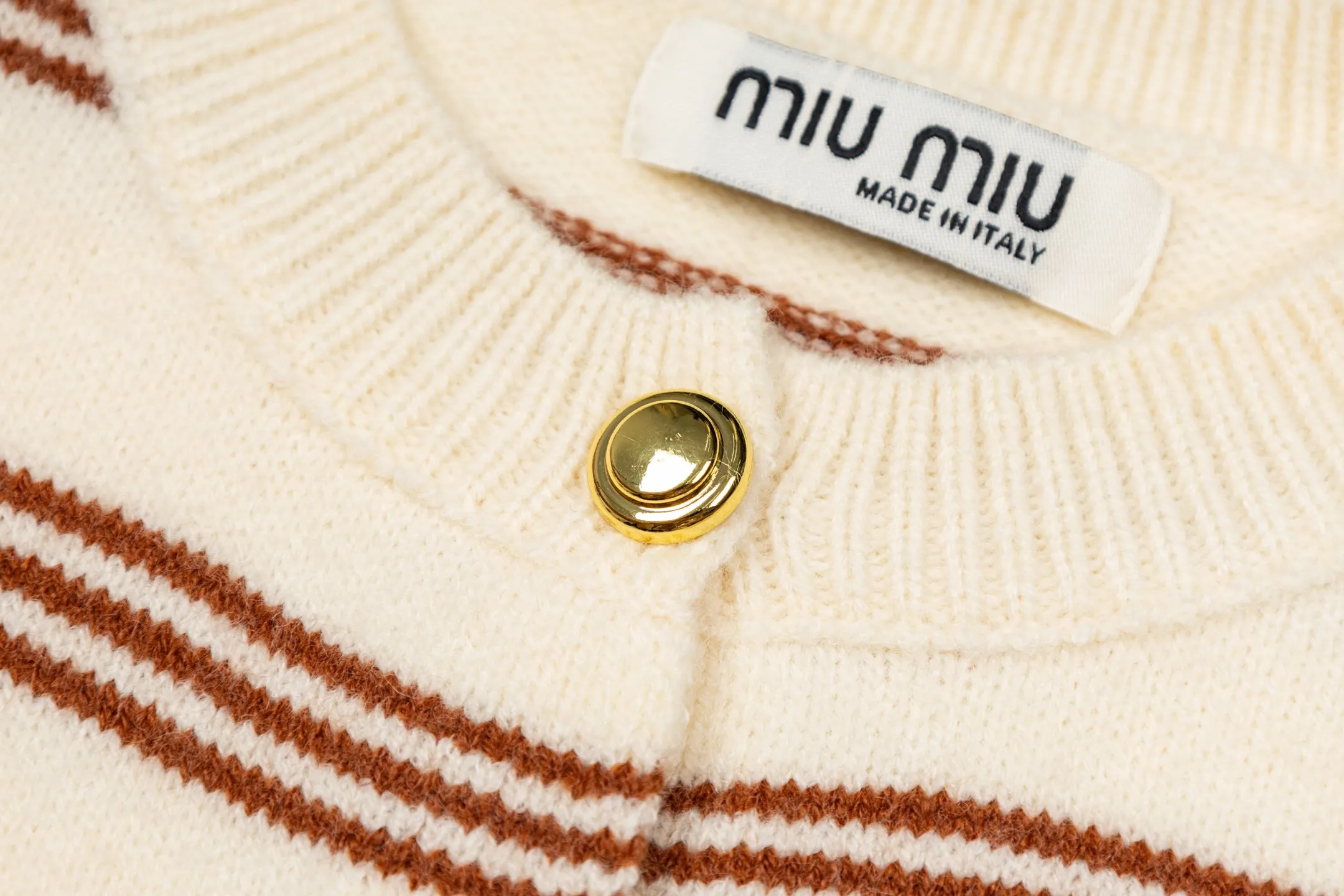 Striped Knit Cardigan with Logo Patch D27021047 — view 4