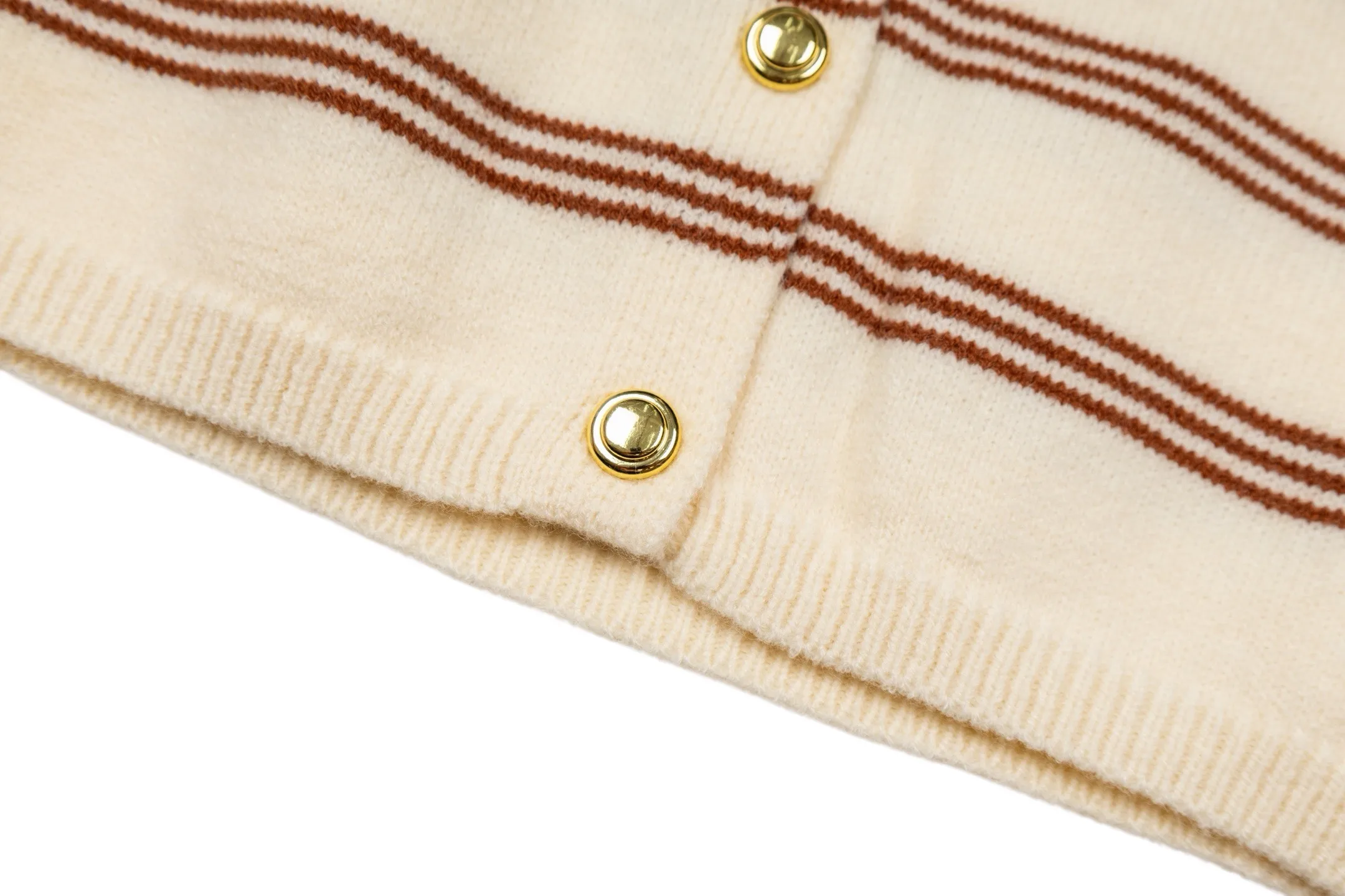 Striped Knit Cardigan with Logo Patch D27021047 — view 8