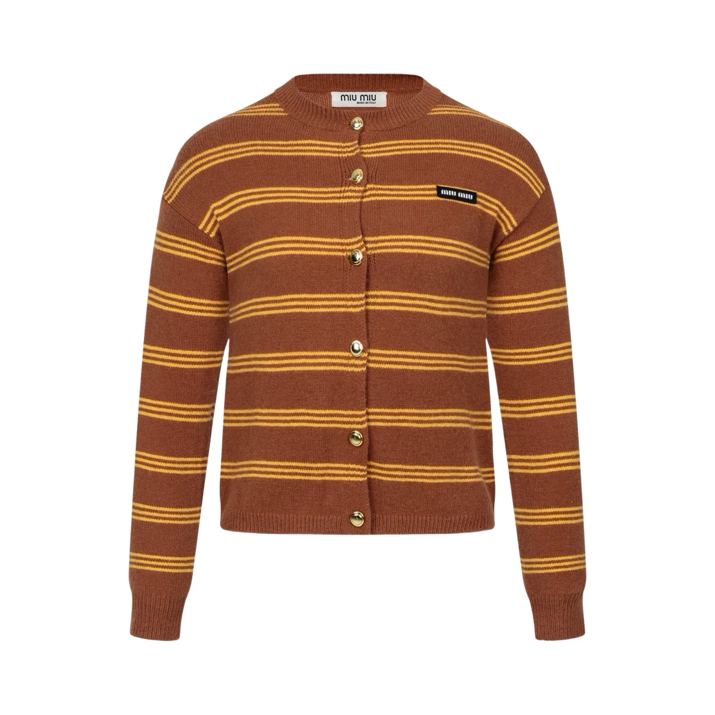 Logo-Patch Striped Knit Cardigan D27021046