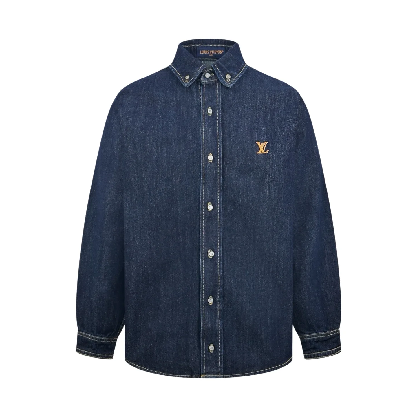 Leather Patch Logo Denim Shirt D27521022