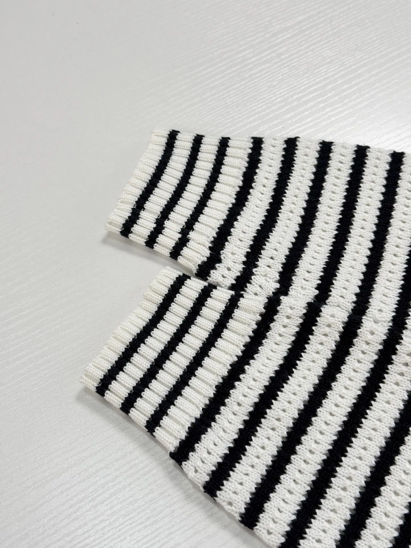 Striped Open-Knit Henley Sweater D27520730 — view 7