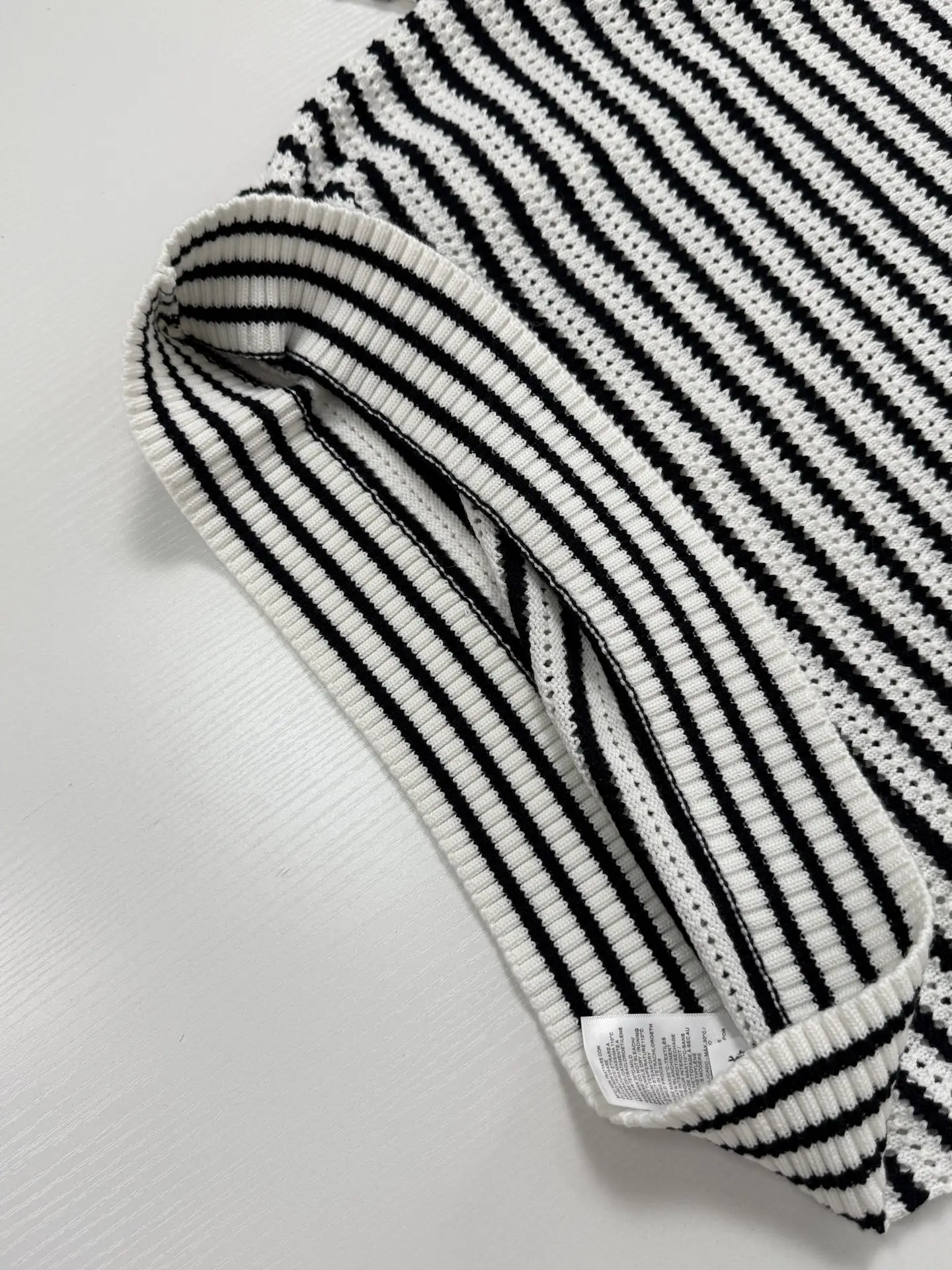 Striped Open-Knit Henley Sweater D27520730 — view 10