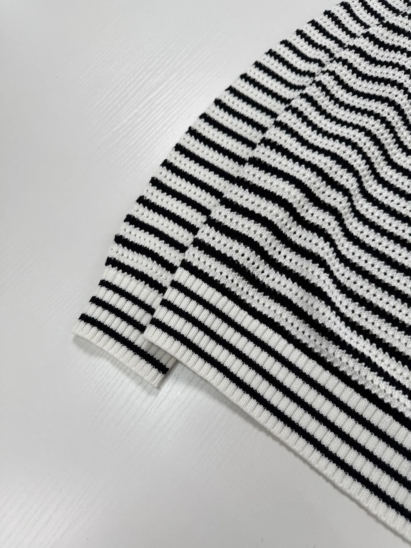 Striped Open-Knit Henley Sweater D27520730 — view 11