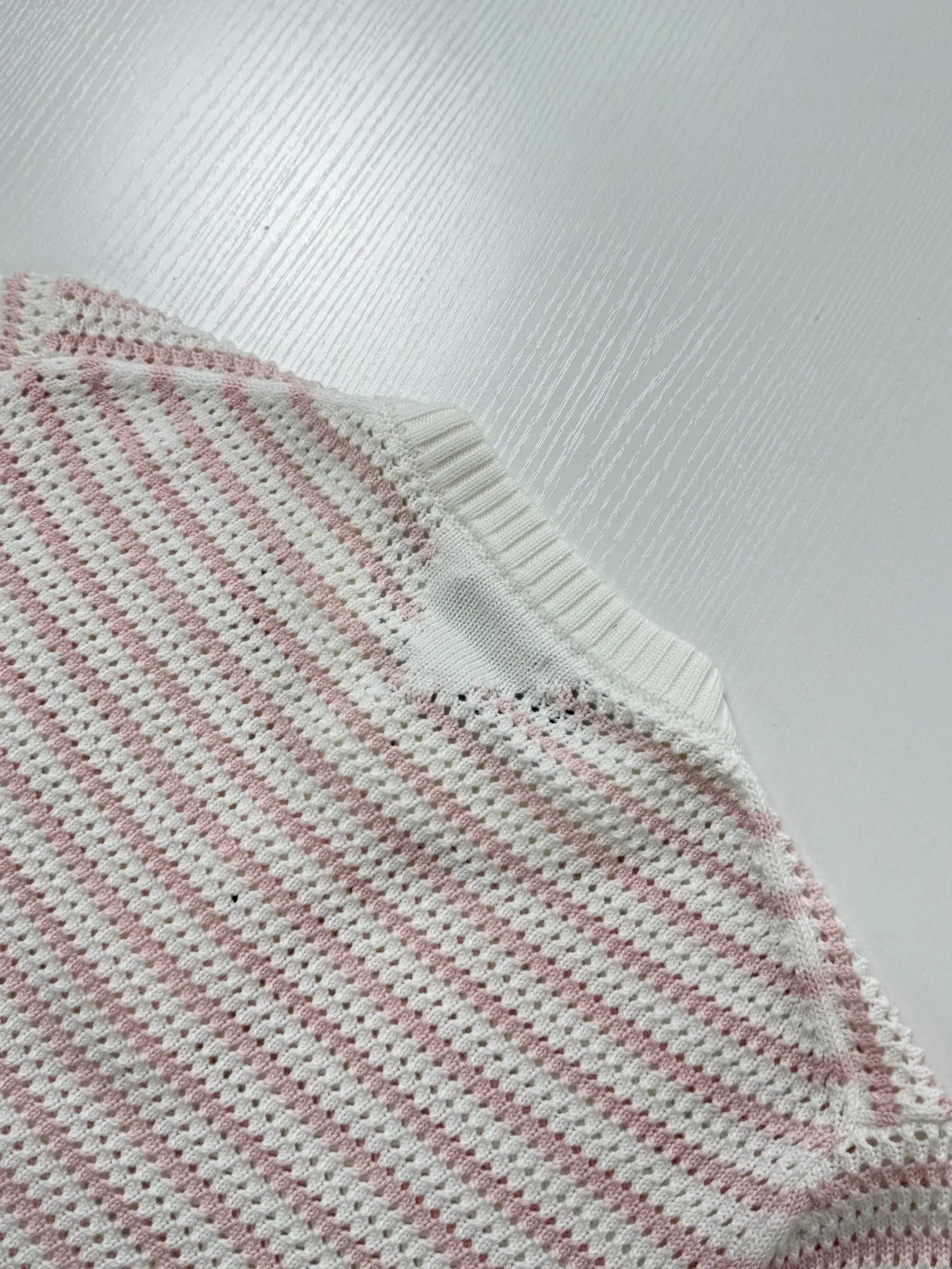 Striped Open-Knit Henley Sweater D27520731 — view 6