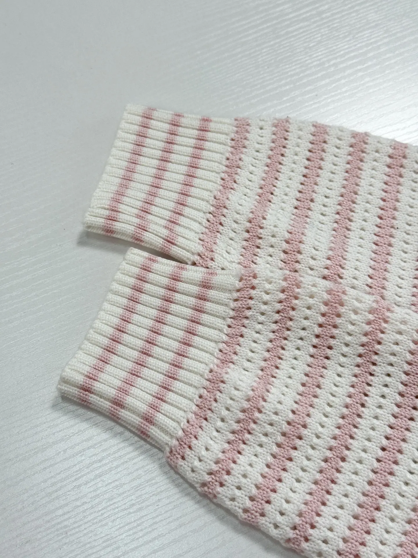 Striped Open-Knit Henley Sweater D27520731 — view 7
