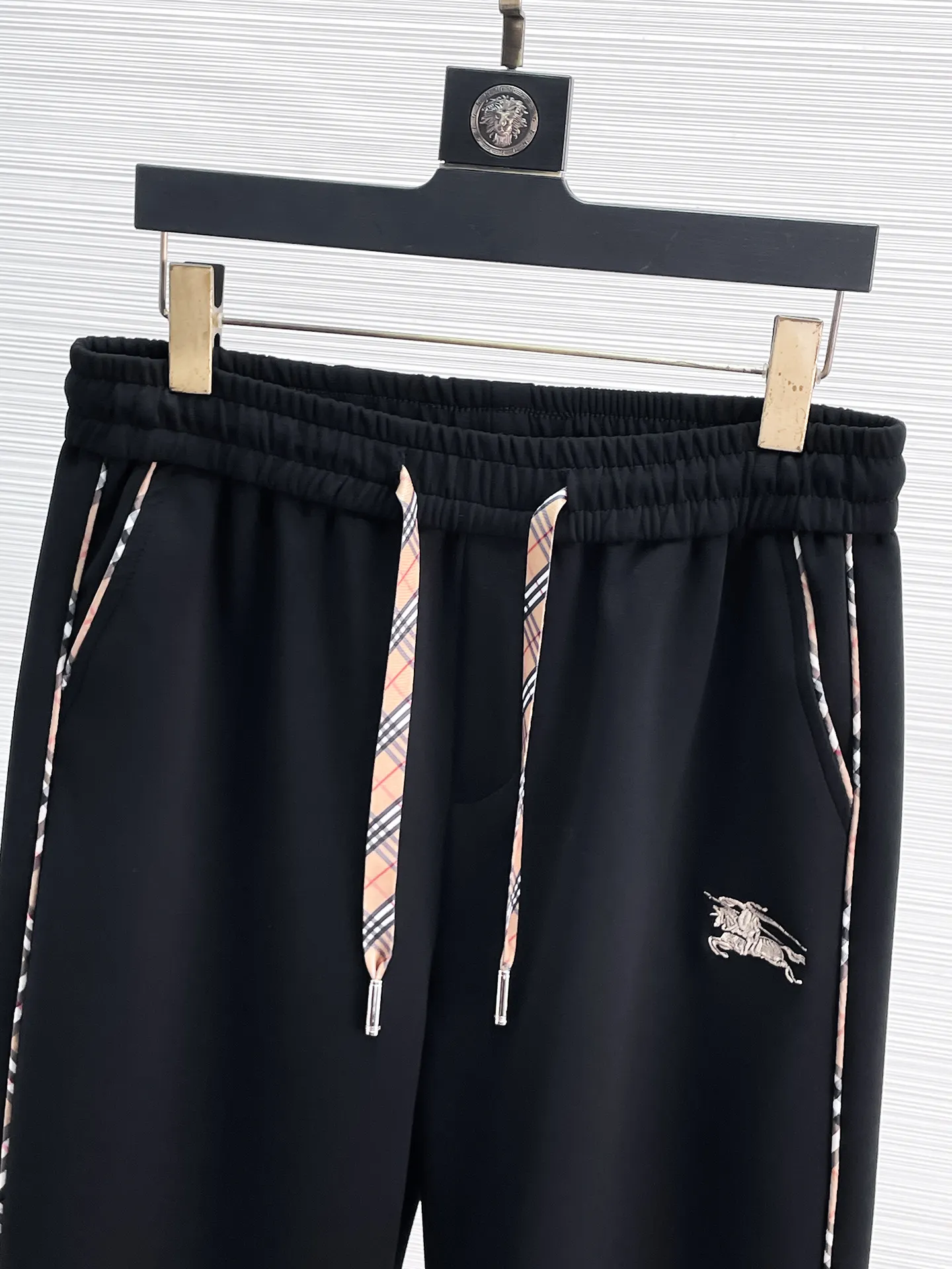 Logo-Embroidered Check-Trim Sweatpants D28014413 — view 3