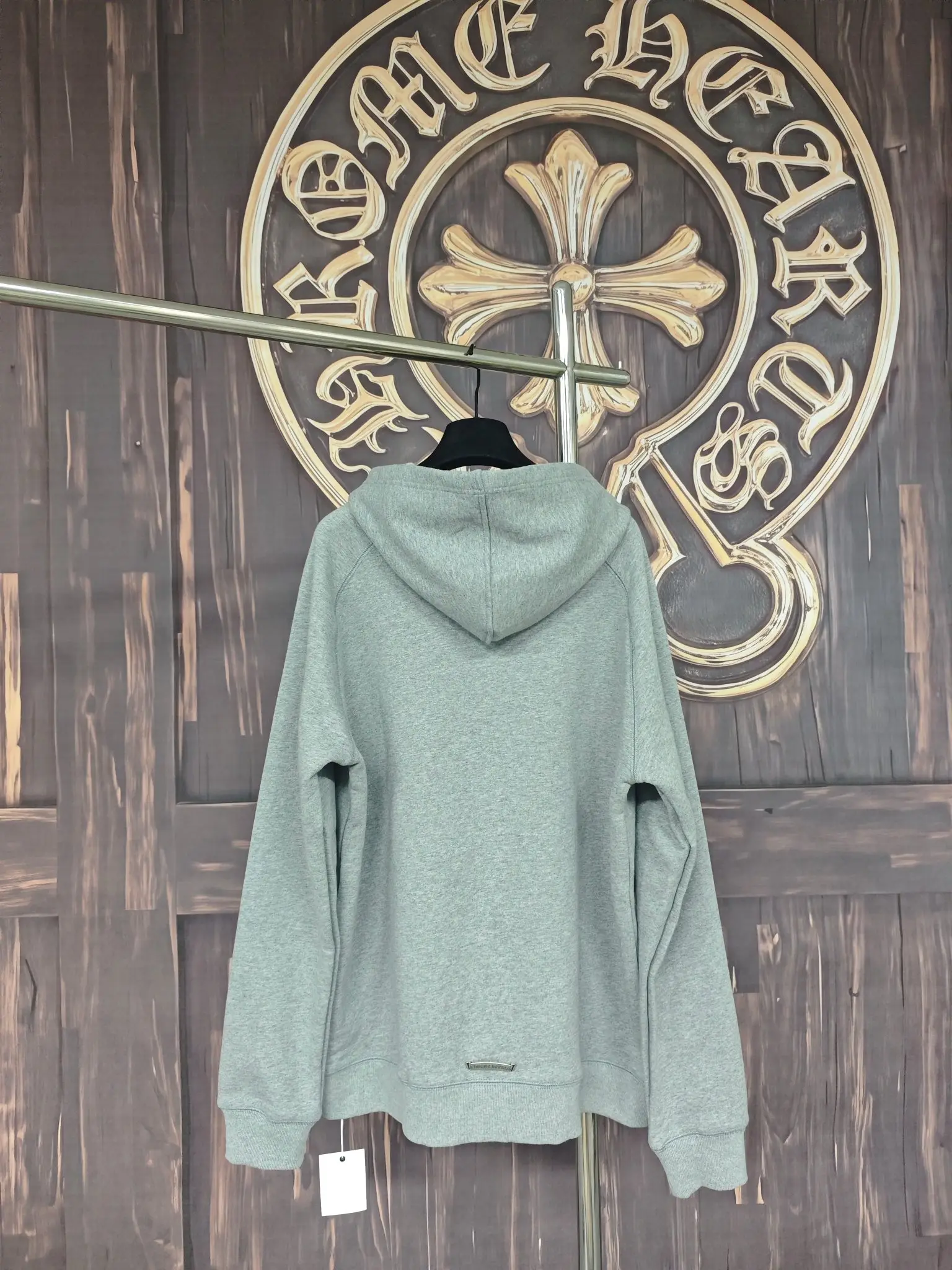 Leather Cross Patch Zip-Up Hoodie D28018996 — view 2