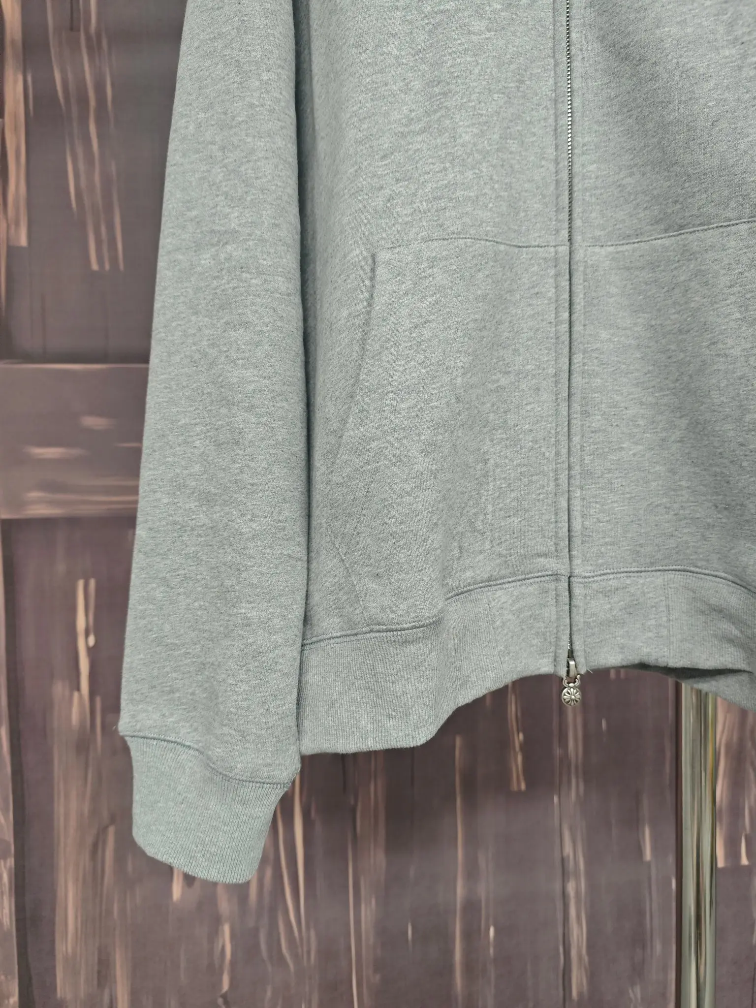 Leather Cross Patch Zip-Up Hoodie D28018996 — view 4
