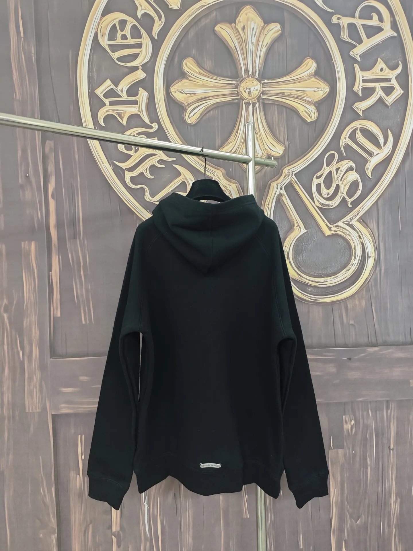 Leather-Trimmed Cross Patch Zip-Up Hoodie D28018999 — view 2