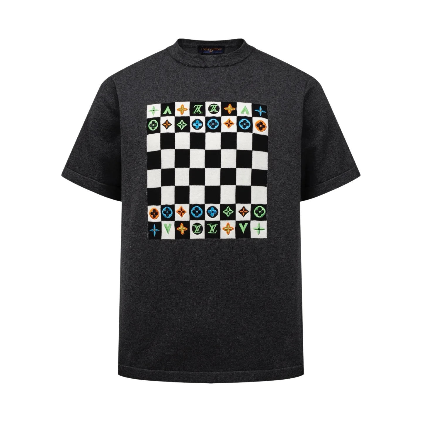 Damier Embroidered Cotton Knit T-Shirt D28021048