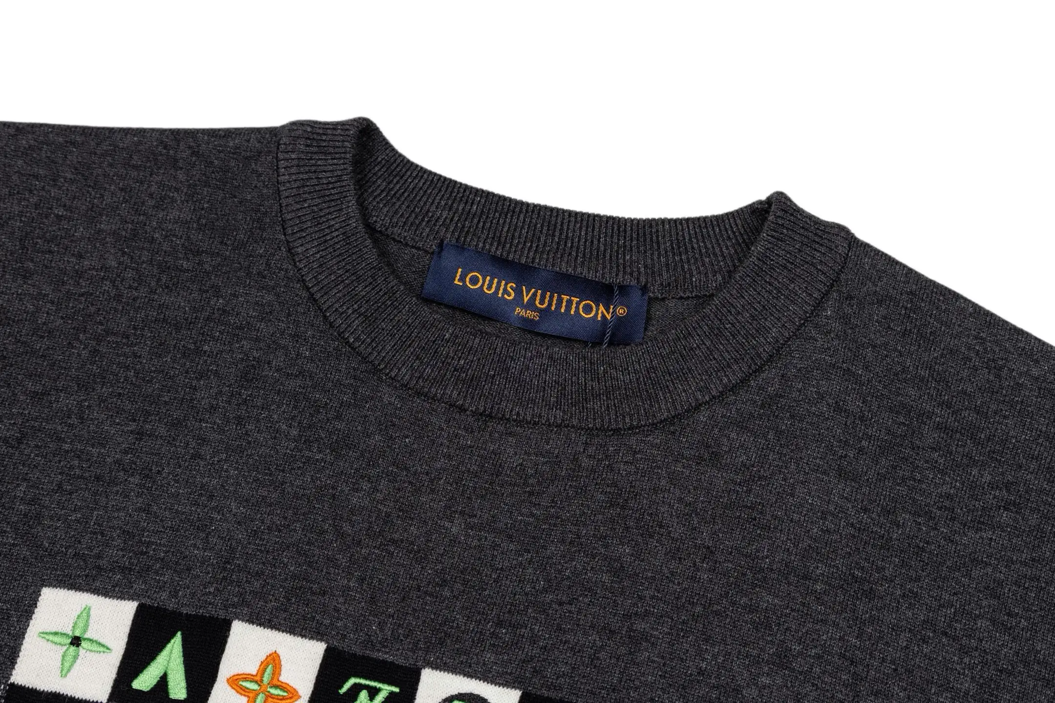 Damier Embroidered Cotton Knit T-Shirt D28021048 — view 3