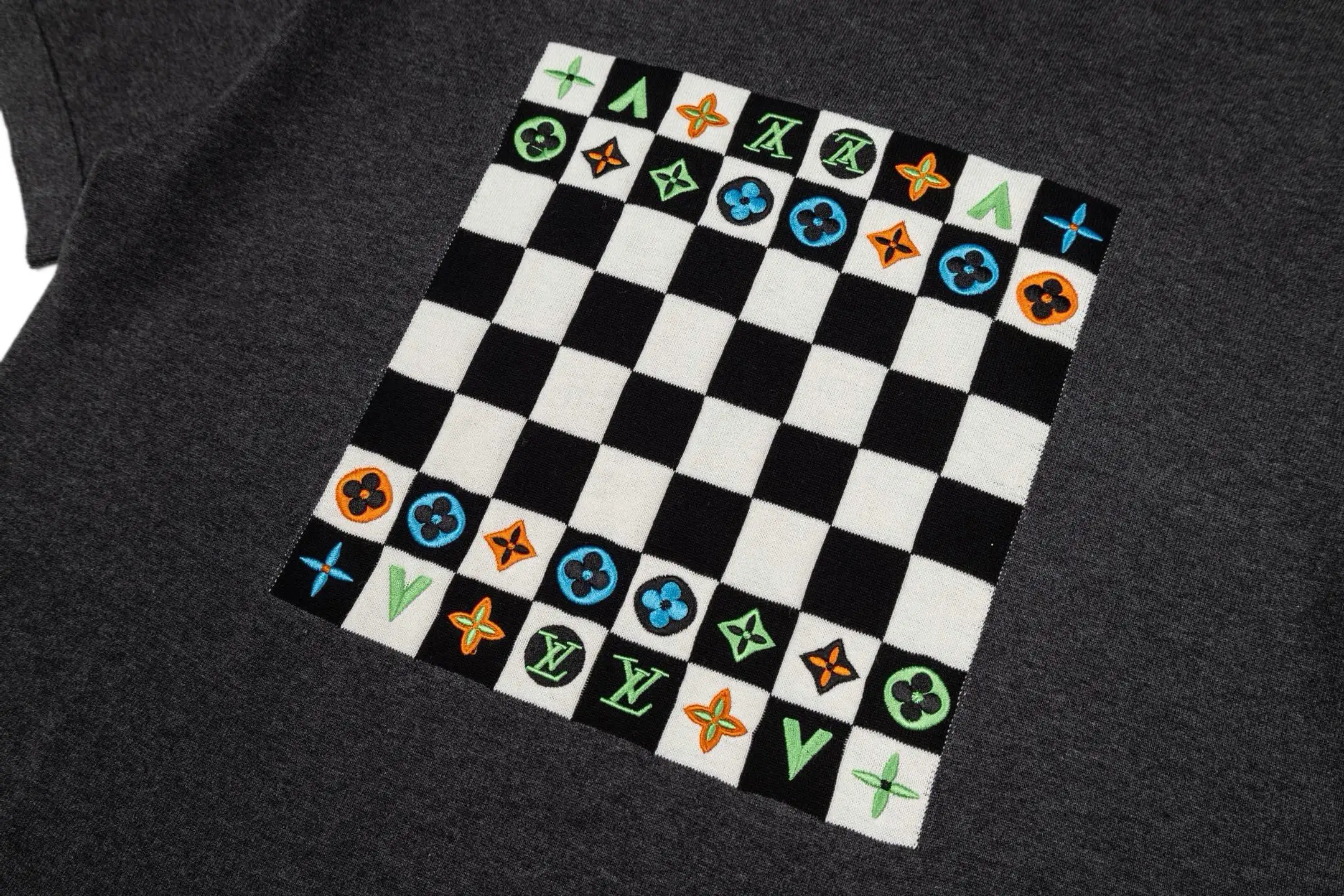 Damier Embroidered Cotton Knit T-Shirt D28021048 — view 6