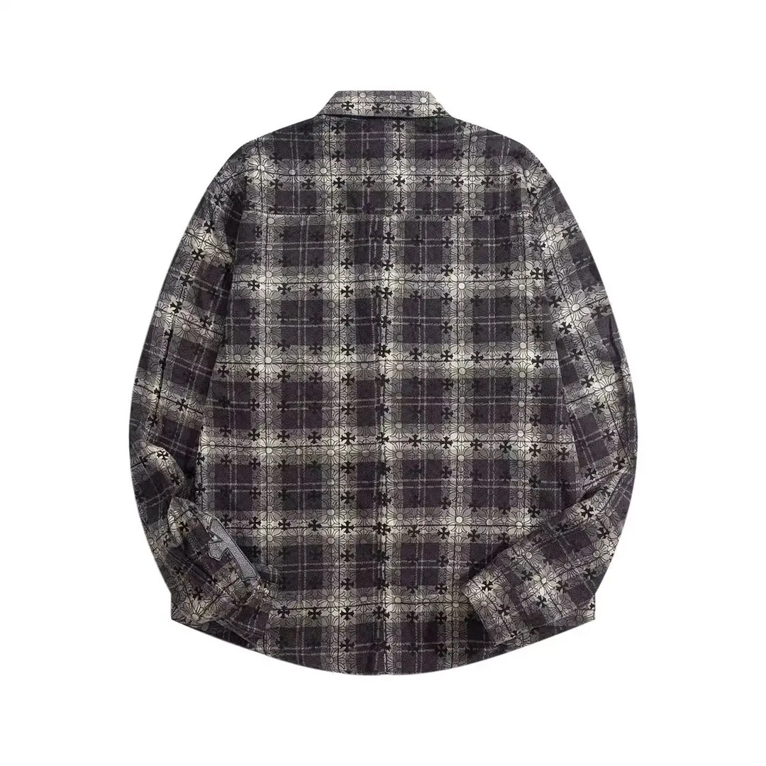 Logo-Jacquard Plaid Flannel Shirt Jacket D28013026 — view 2