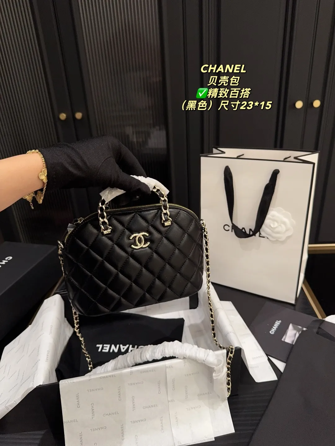 Chanel Quilted Lambskin Shell Bag D28018131