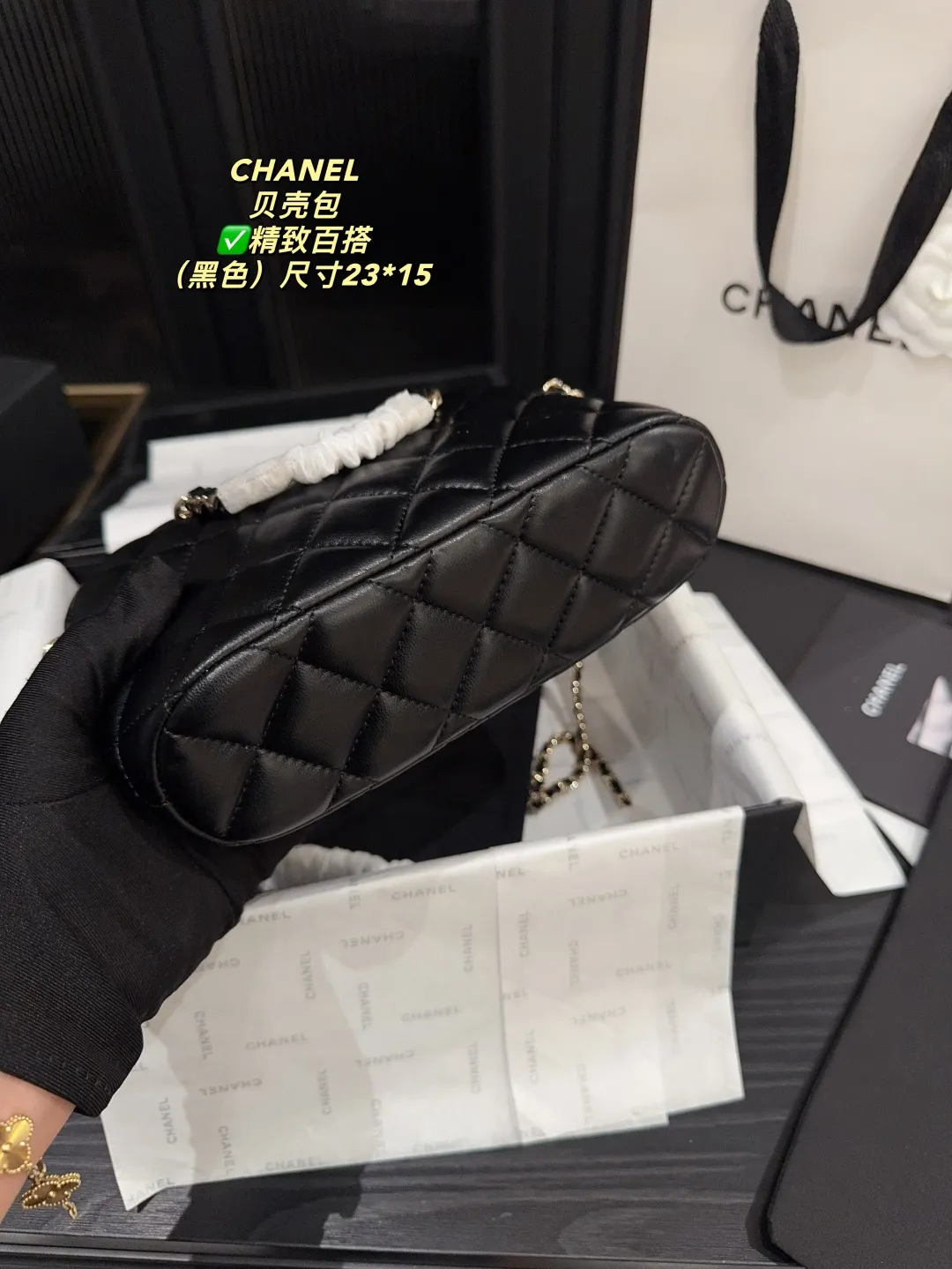 Chanel Quilted Lambskin Shell Bag D28018131 — view 3